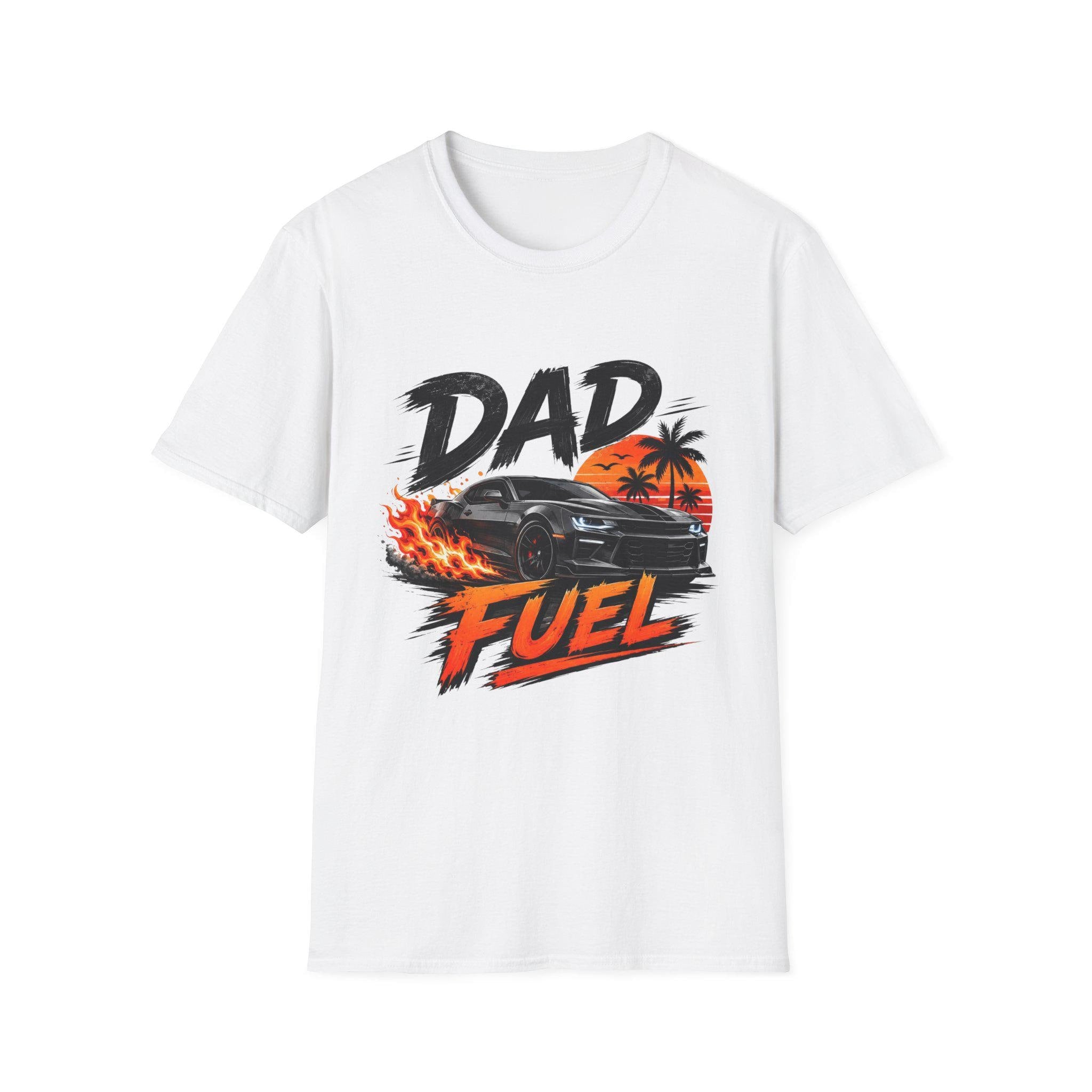 Dad Fuel T-Shirt | Muscle Car Flaming Sunset Dad Shirt