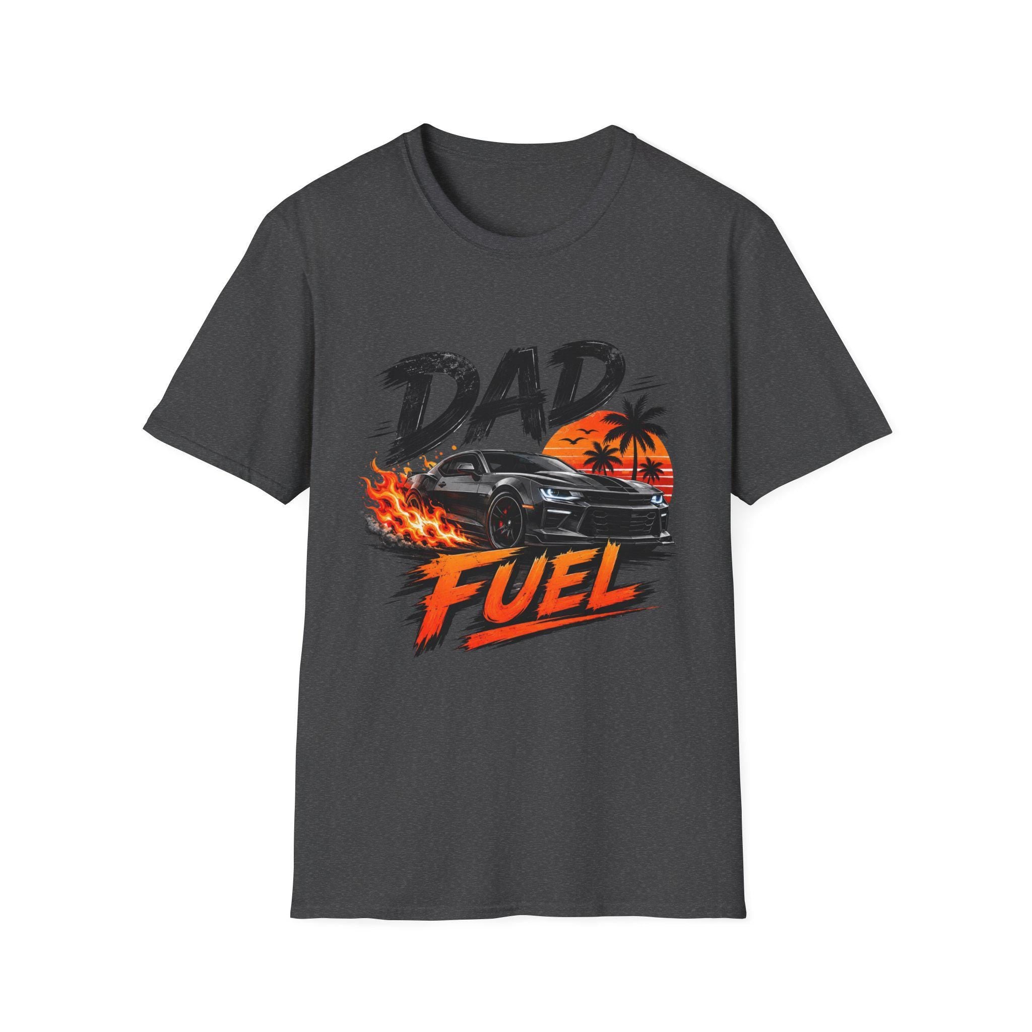 Dad Fuel T-Shirt | Muscle Car Flaming Sunset Dad Shirt