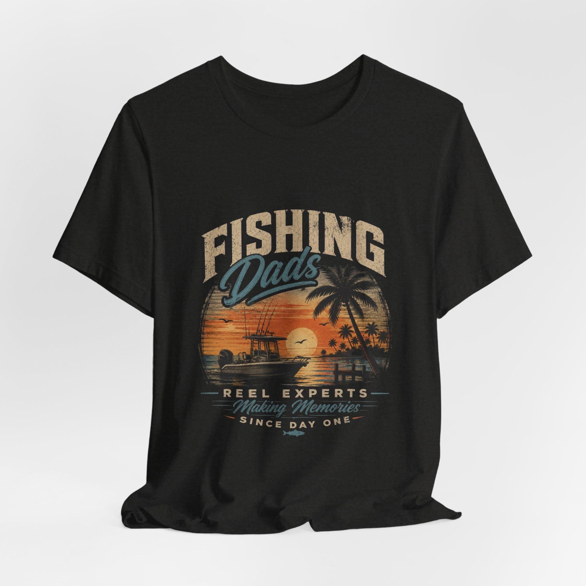 Fishing Dads Sunset Graphic Tee | Fishing Shirt, Palm Tree Beach Design