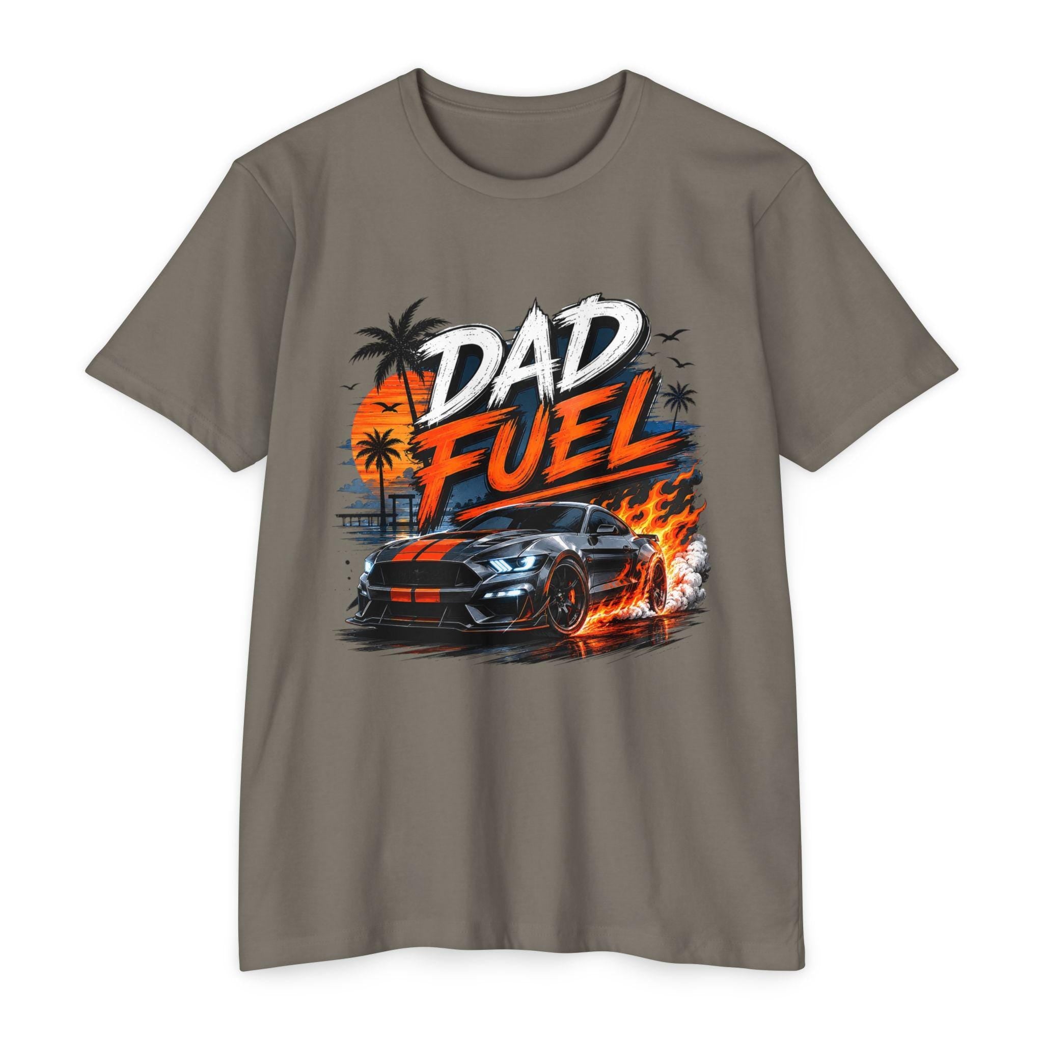 Dad Fuel Car Graphic T-Shirt | Muscle Car Flames, Palm Beach Racing