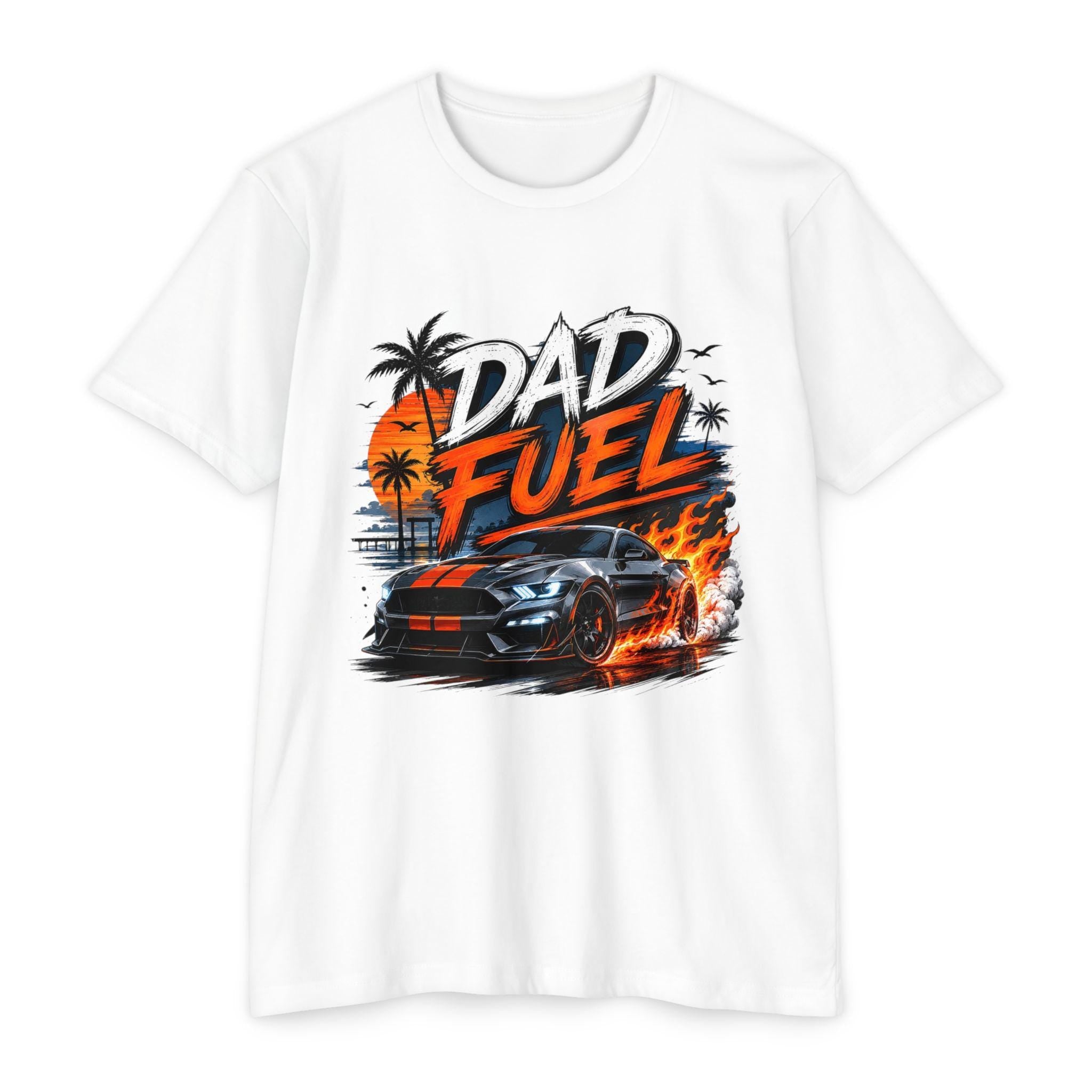 Dad Fuel Car Graphic T-Shirt | Muscle Car Flames, Palm Beach Racing