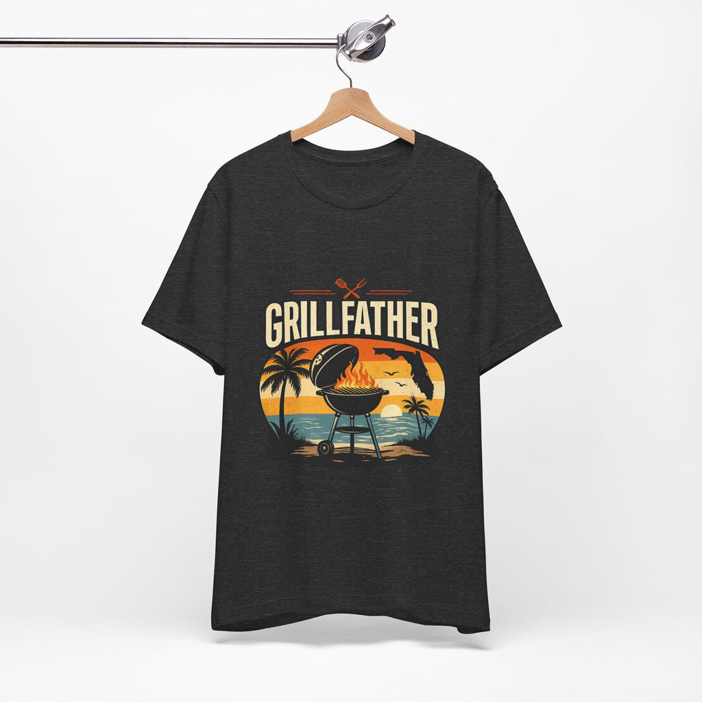Grillfather BBQ Sunset Grill T-Shirt | Tropical Palm Beach Barbecue Tee