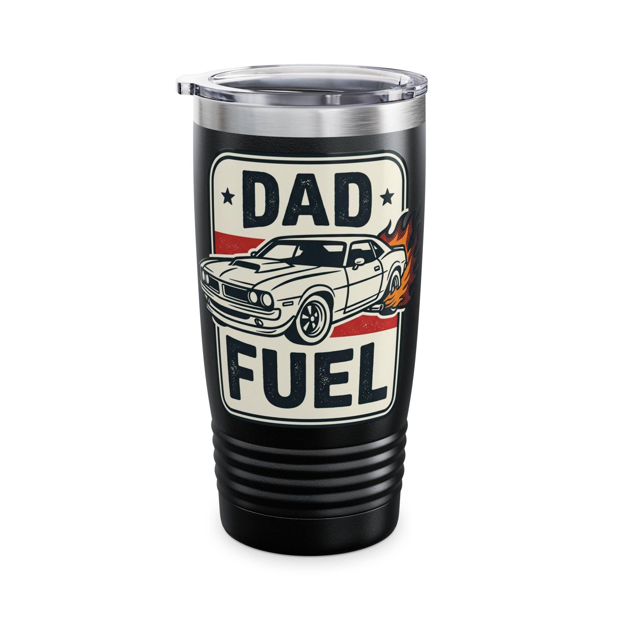 Dad Fuel Muscle Car Tumbler, 20oz Stainless Steel Travel Cup | Retro Car Graphic