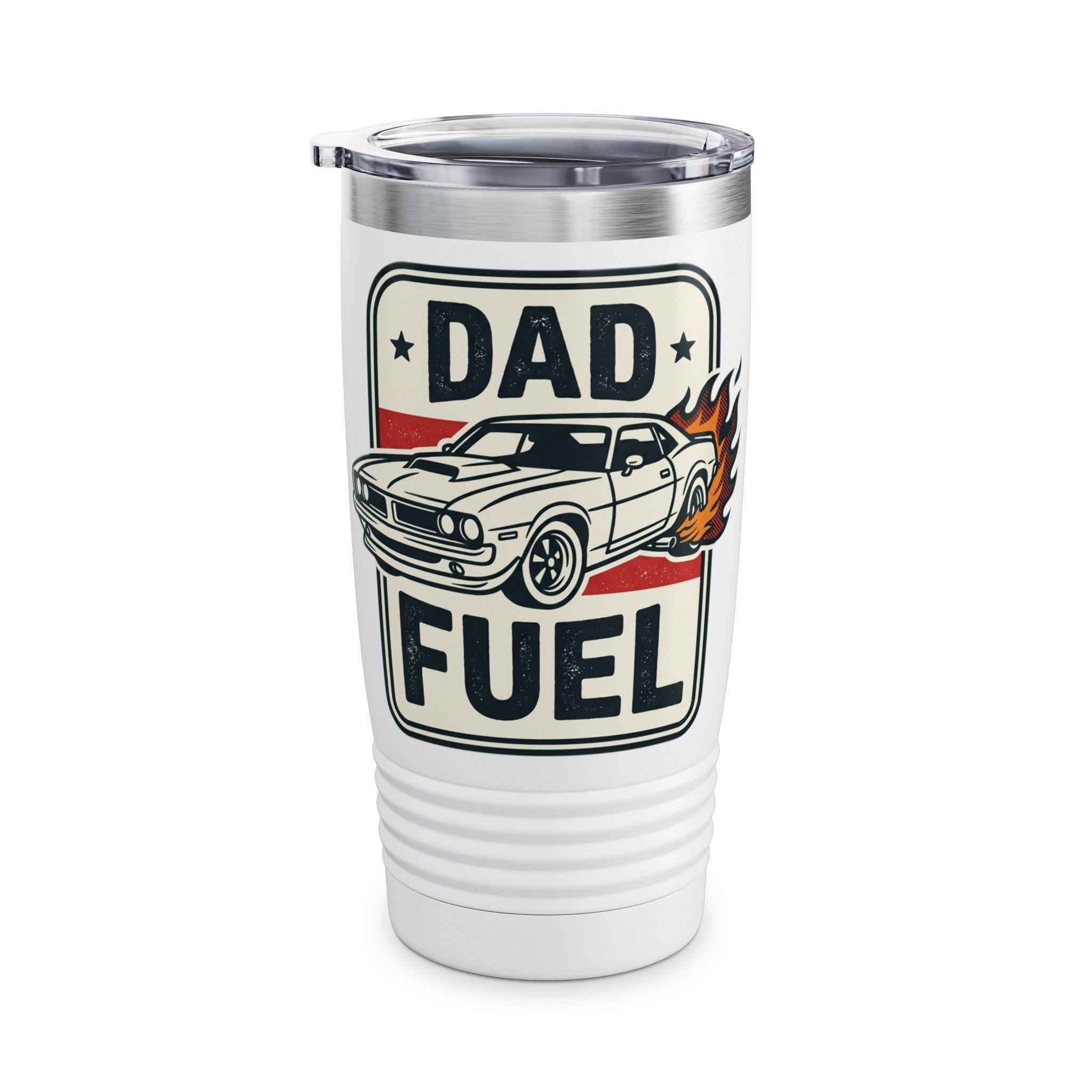 Dad Fuel Muscle Car Tumbler, 20oz Stainless Steel Travel Cup | Retro Car Graphic
