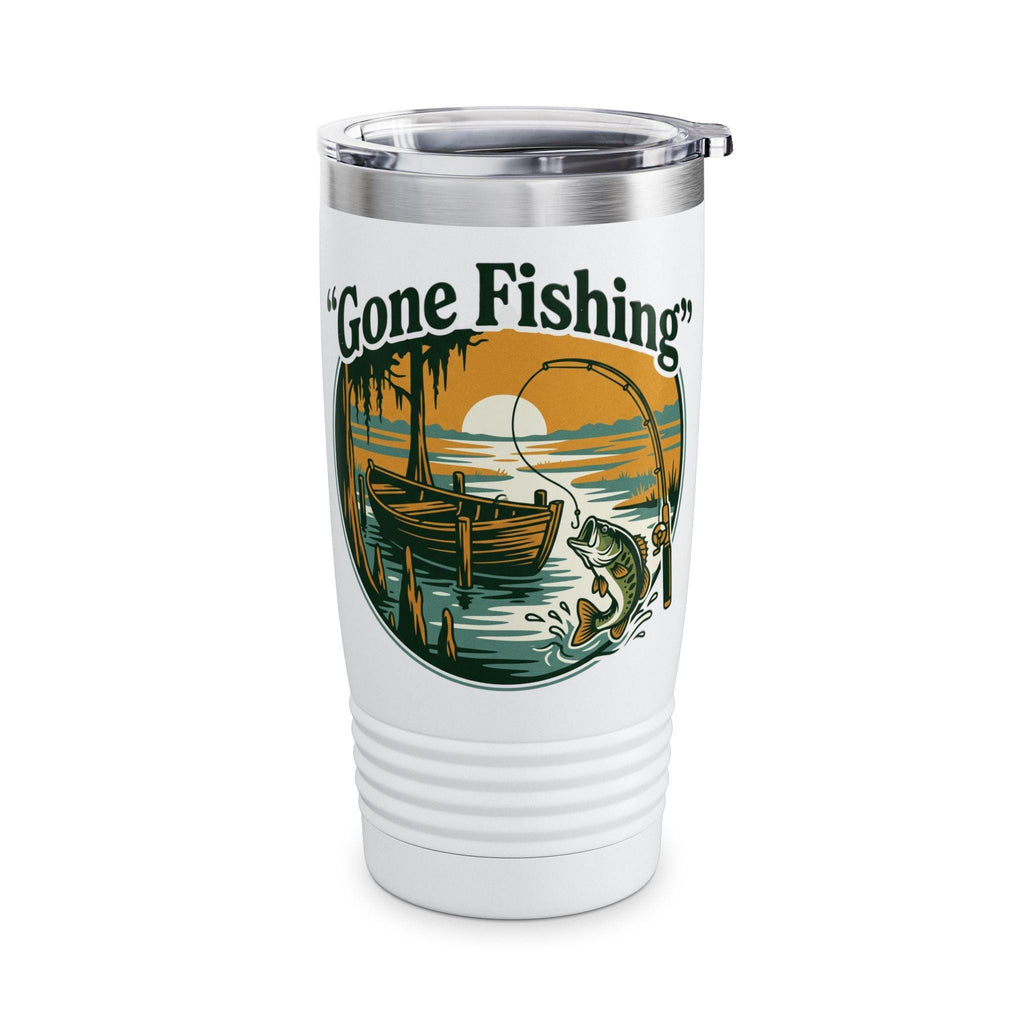 Gone Fishing Ringneck Tumbler, 20oz | Fishing Lake Scene Insulated Travel Cup