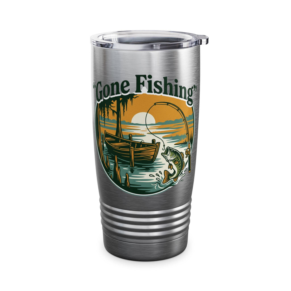 Gone Fishing Ringneck Tumbler, 20oz | Fishing Lake Scene Insulated Travel Cup