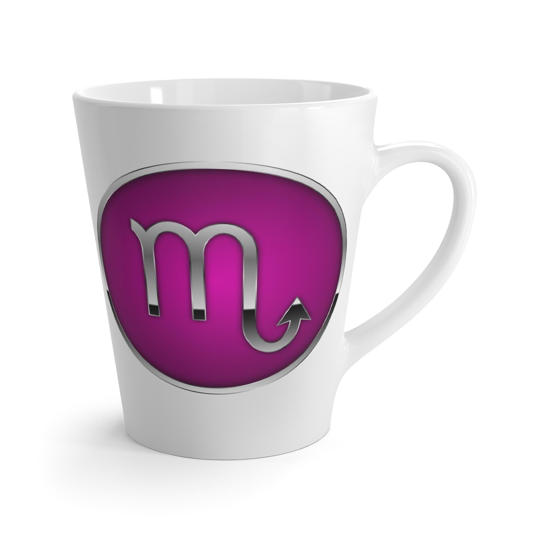 Scorpio Zodiac Symbol Latte Mug | Purple Astrology Coffee Cup