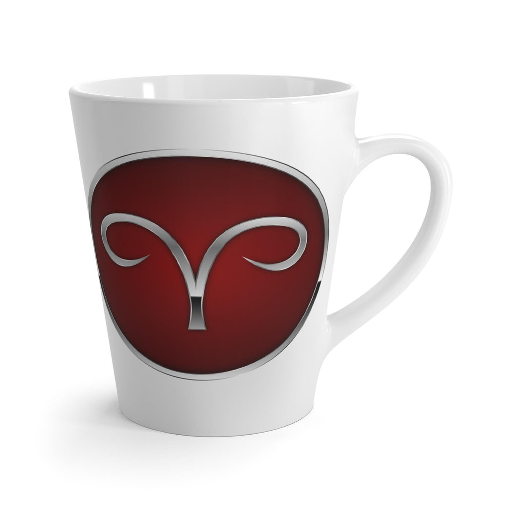Aries Zodiac Symbol Latte Mug | Red Horoscope Coffee Cup