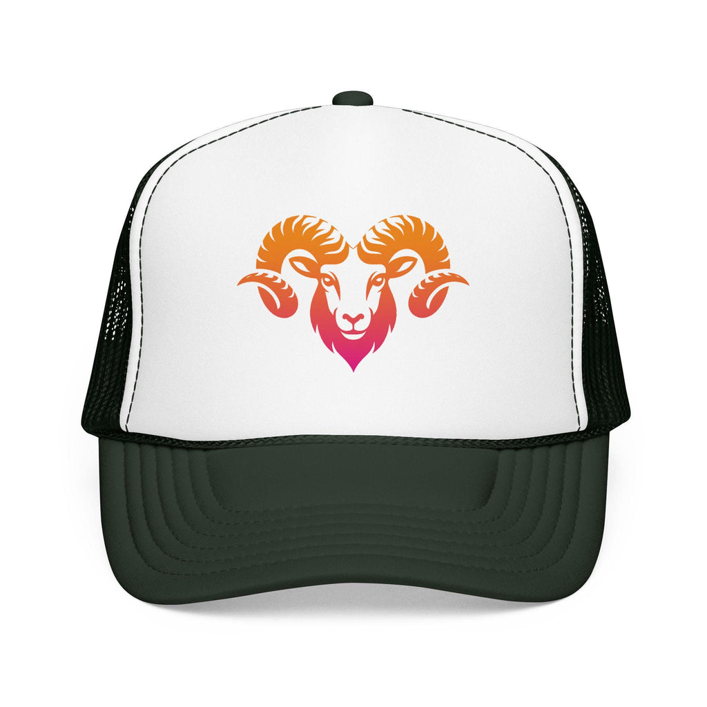 Gradient Ram Skull Foam Trucker Hat | Sunset Skull Goat Head