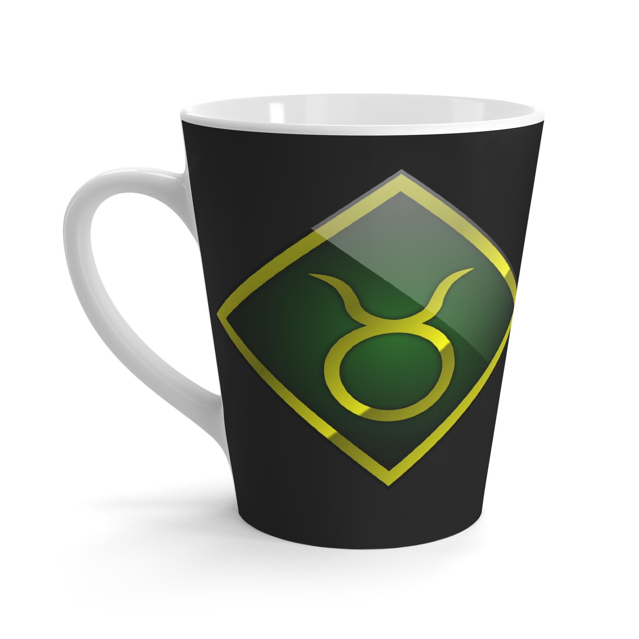 Taurus Zodiac Symbol Latte Mug | Green Gold Astrological Coffee Cup
