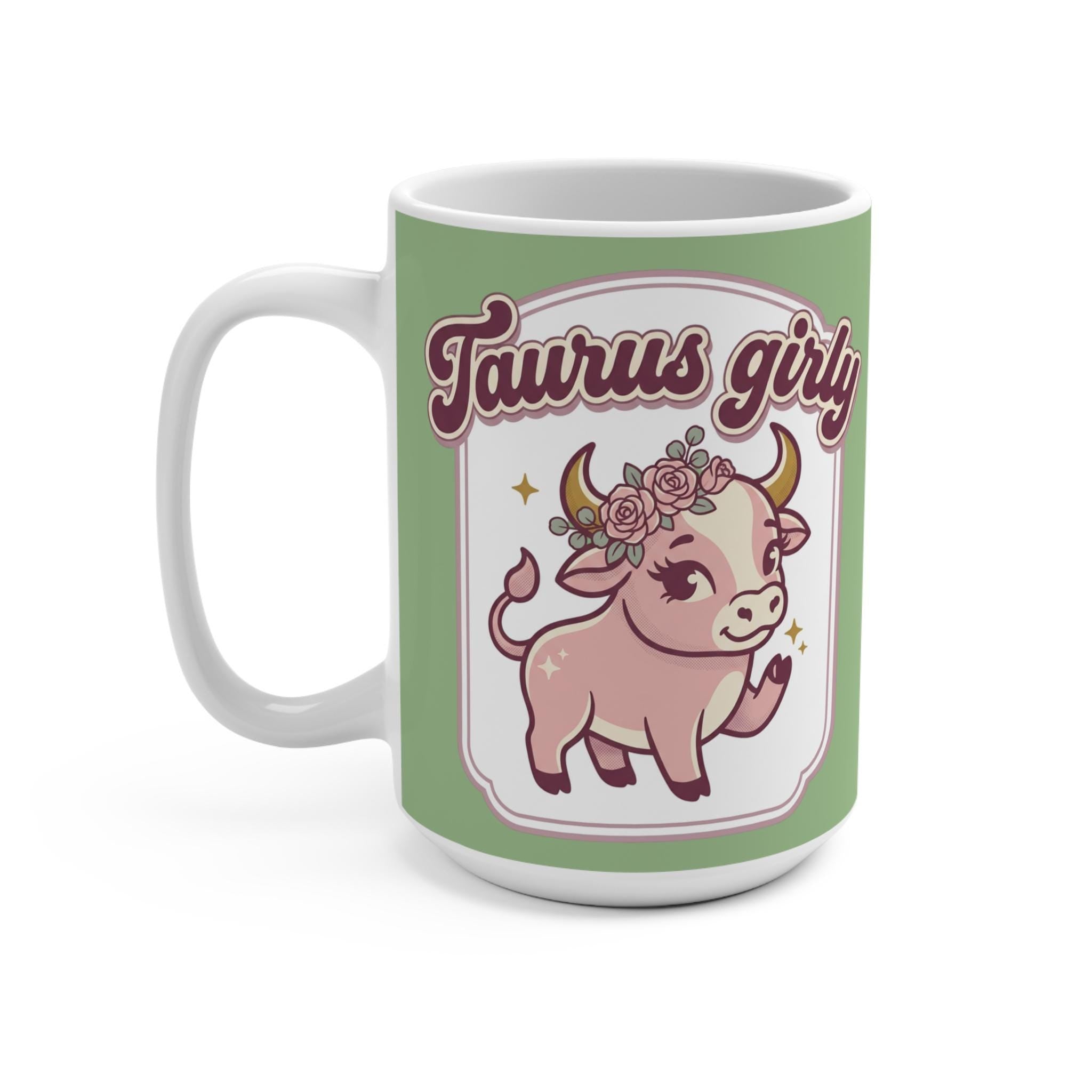 Taurus Girly bull illustration Mug | Zodiac coffee cup