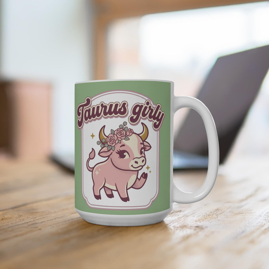 Taurus Girly bull illustration Mug | Zodiac coffee cup