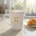 Gemini Zodiac Latte Mug | Astrology Sign, Pink Gold Celestial Design