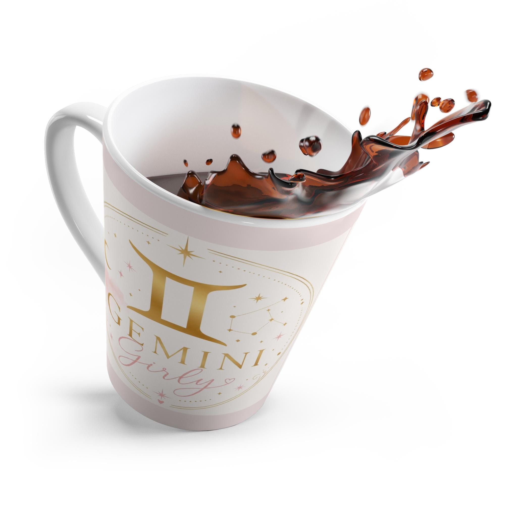 Gemini Zodiac Latte Mug | Astrology Sign, Pink Gold Celestial Design