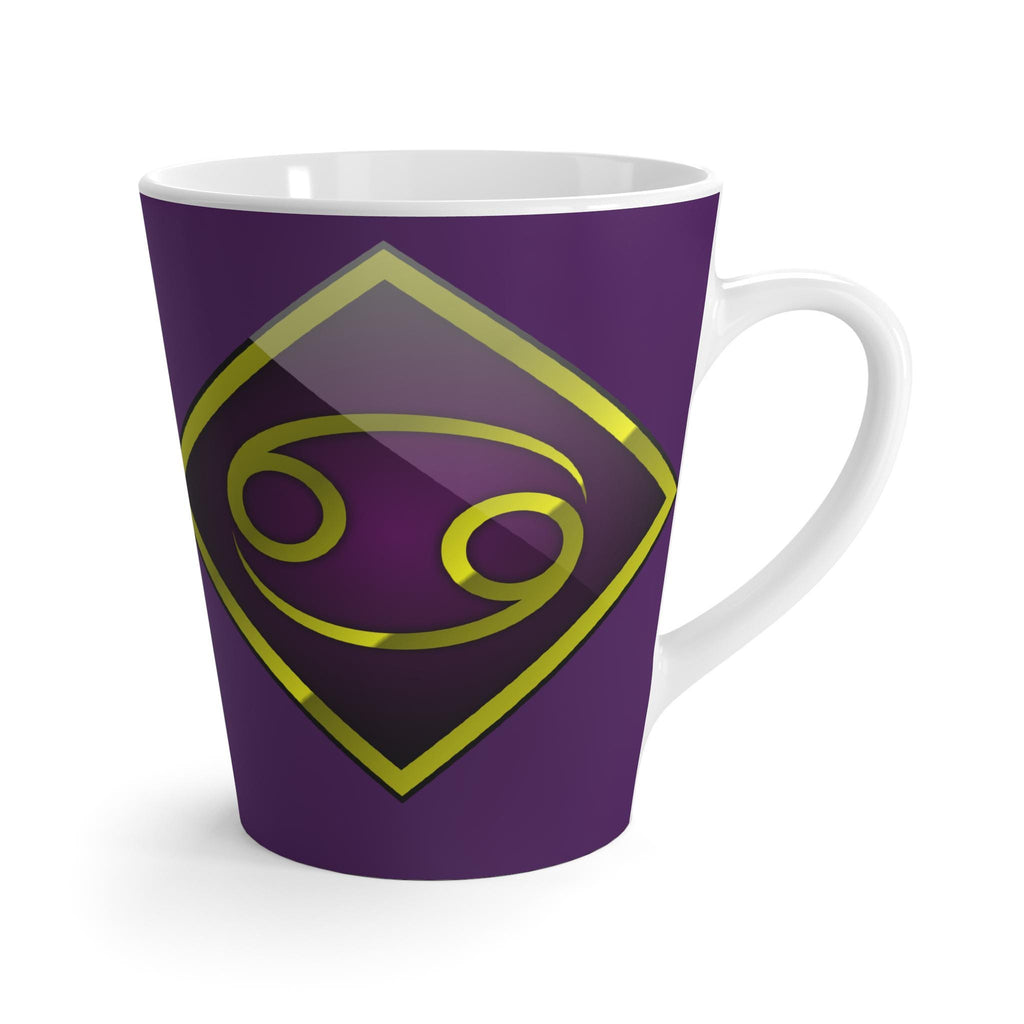 Cancer Zodiac Symbol Latte Mug | Astrology Coffee Cup, Purple Gold Horoscope