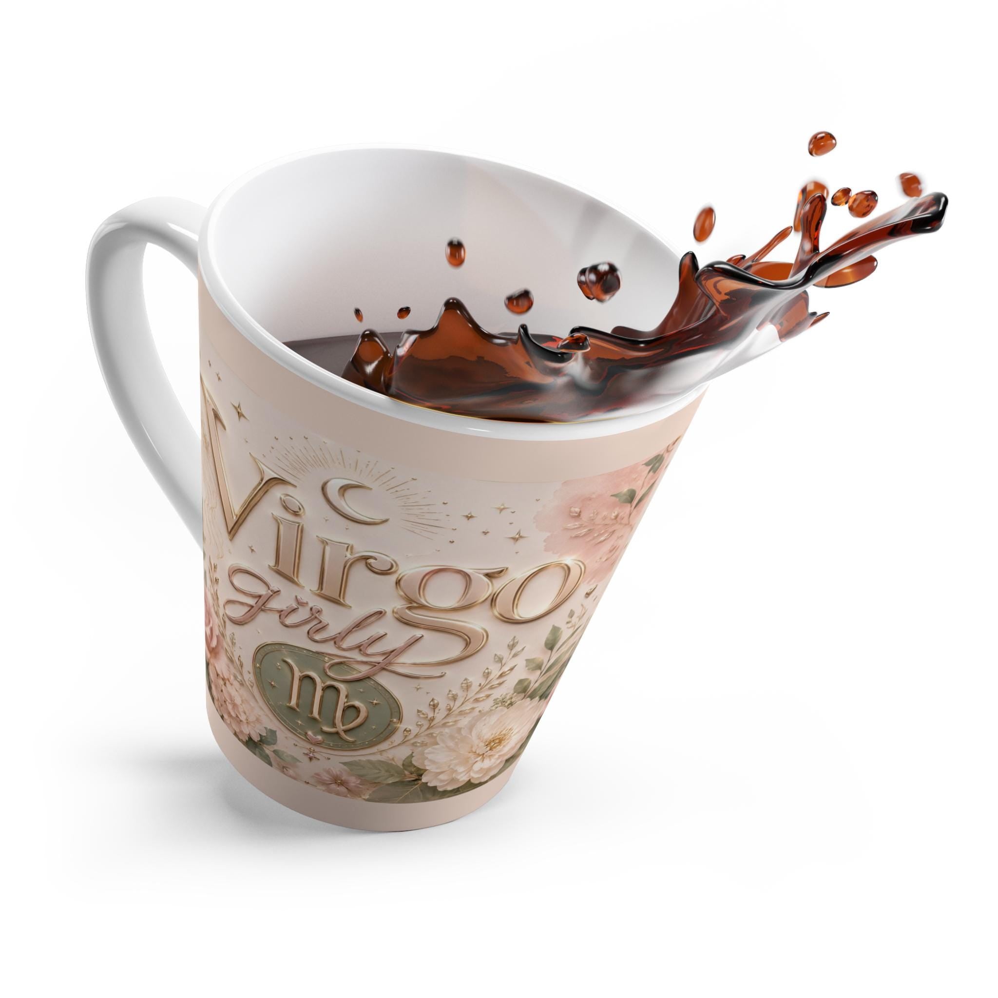 Virgo Girly latte mug | Zodiac Virgo mug, floral astrology design