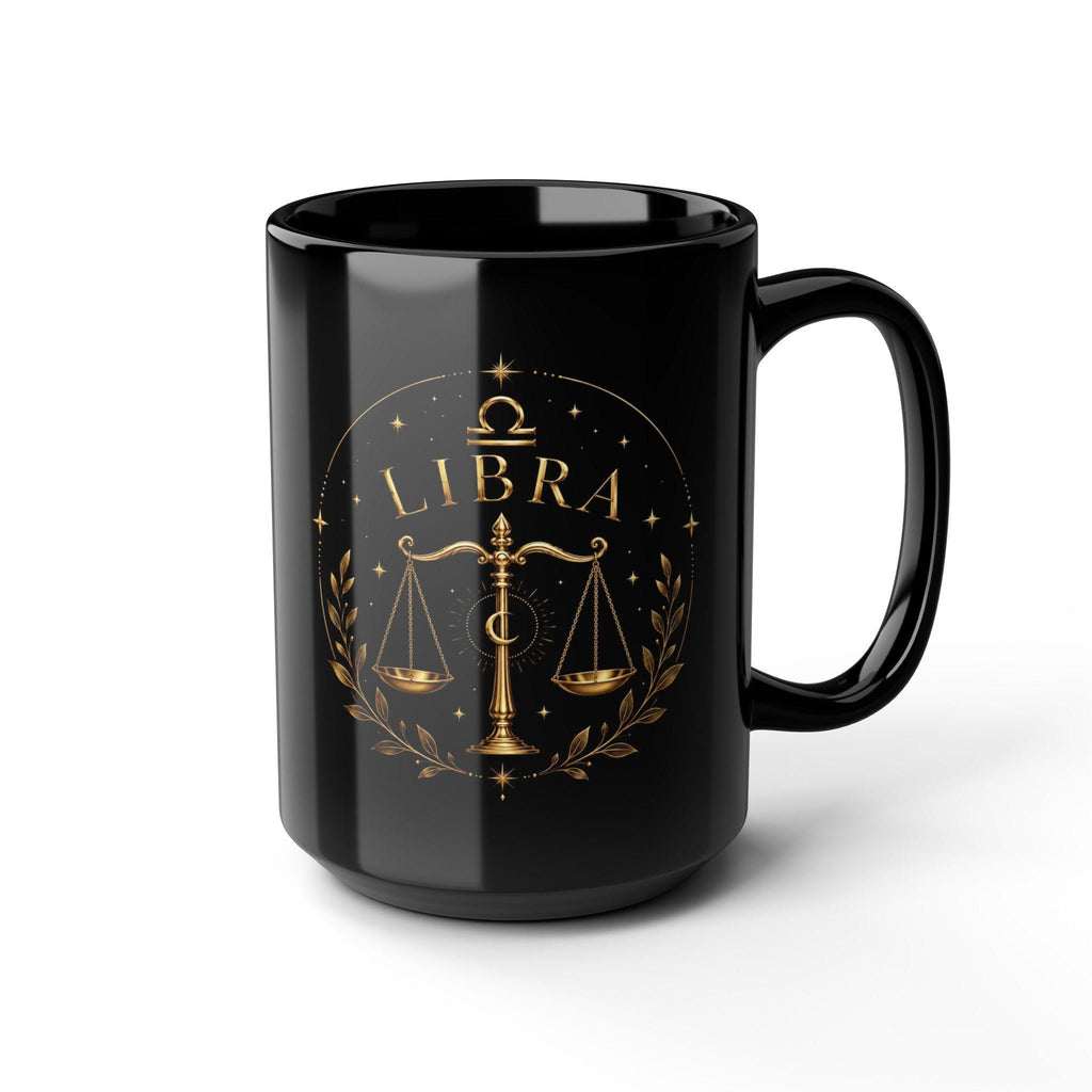 Libra Scales Mug | Black 15oz Zodiac Coffee Cup