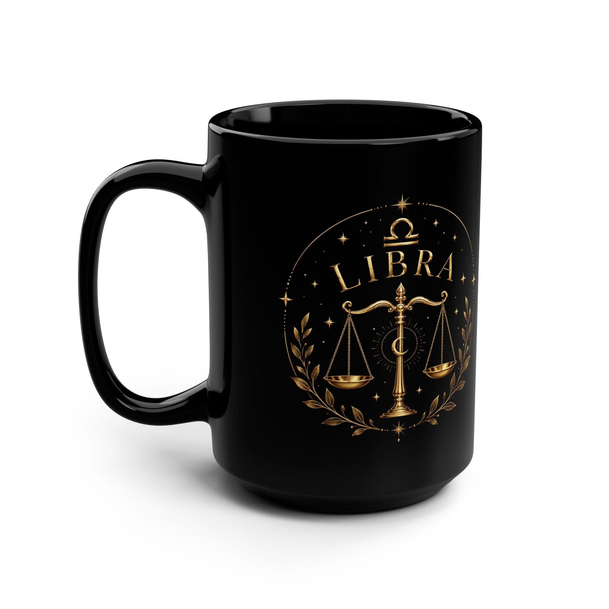 Libra Scales Mug | Black 15oz Zodiac Coffee Cup