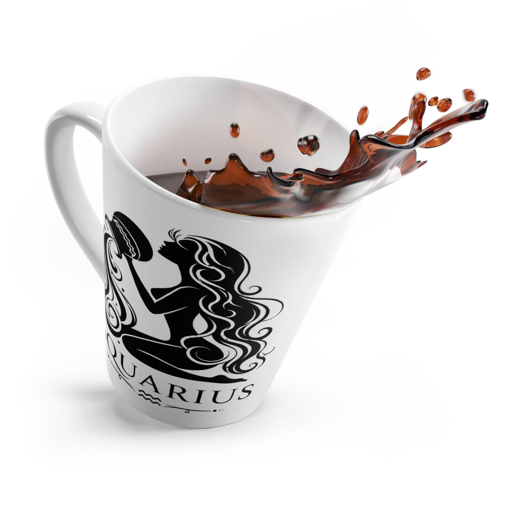 Aquarius Zodiac Silhouette Latte Mug | Astrology Coffee Cup