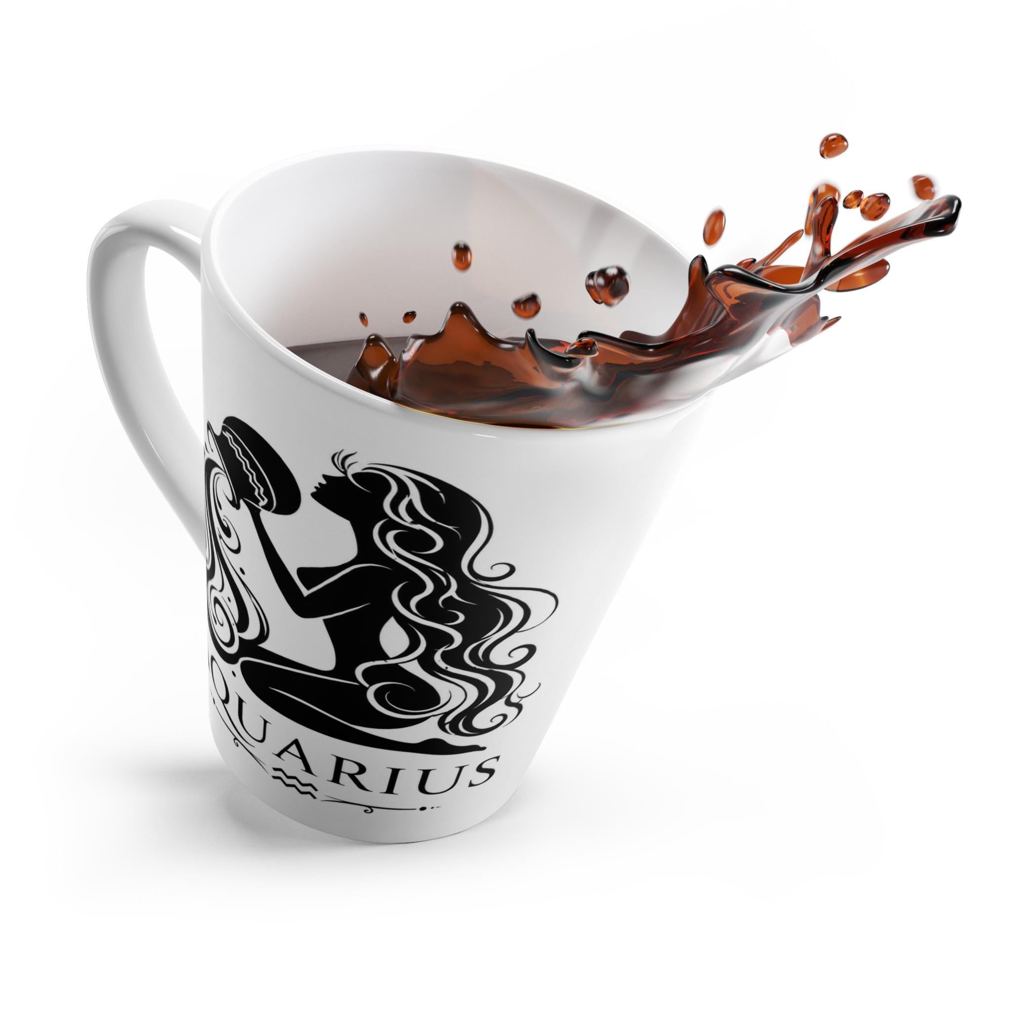 Aquarius Zodiac Silhouette Latte Mug | Astrology Coffee Cup