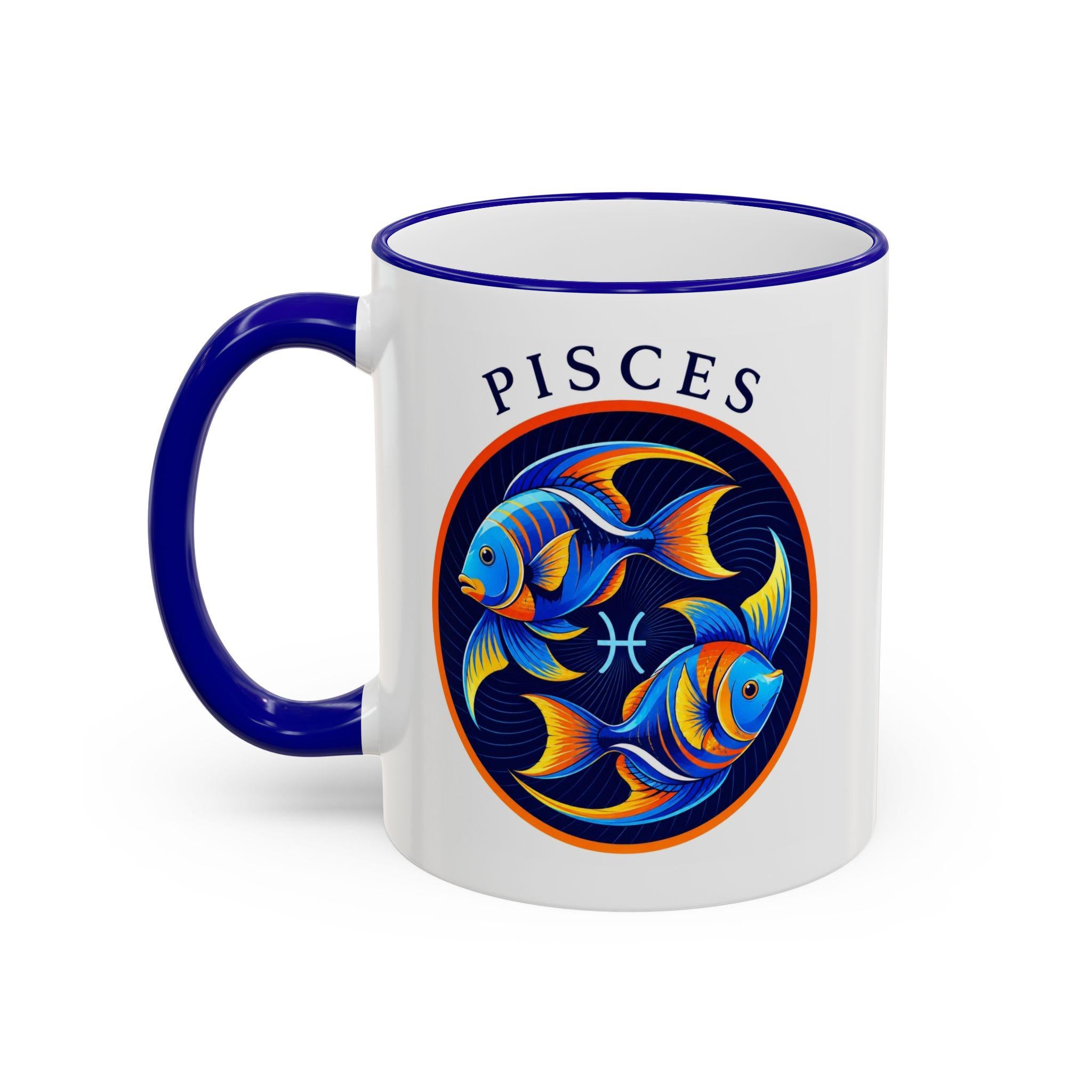 Pisces Fish Zodiac Illustration Mug | Accent Rim & Handle