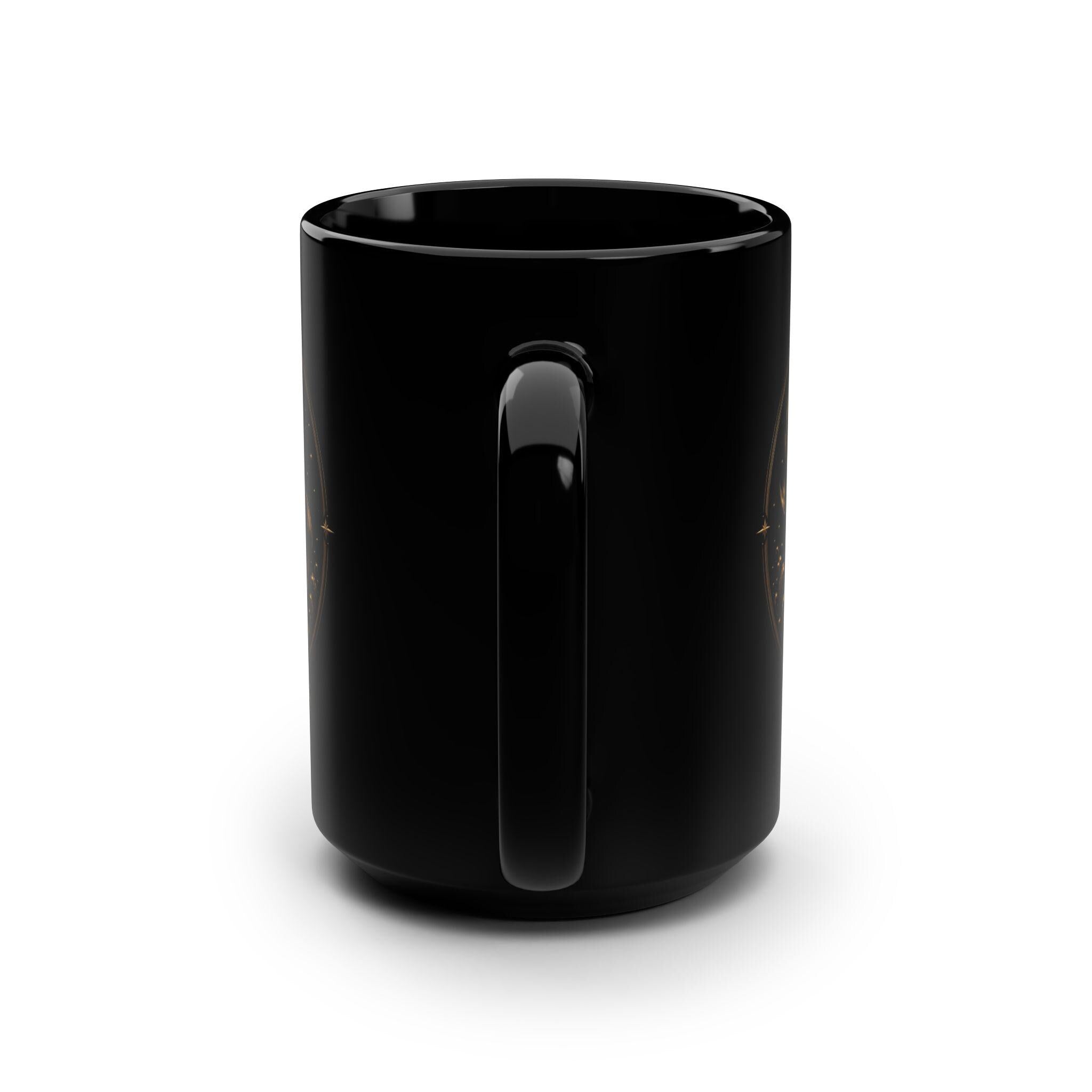 Pisces Zodiac Fish Mug | Black 15oz Ceramic Coffee Cup
