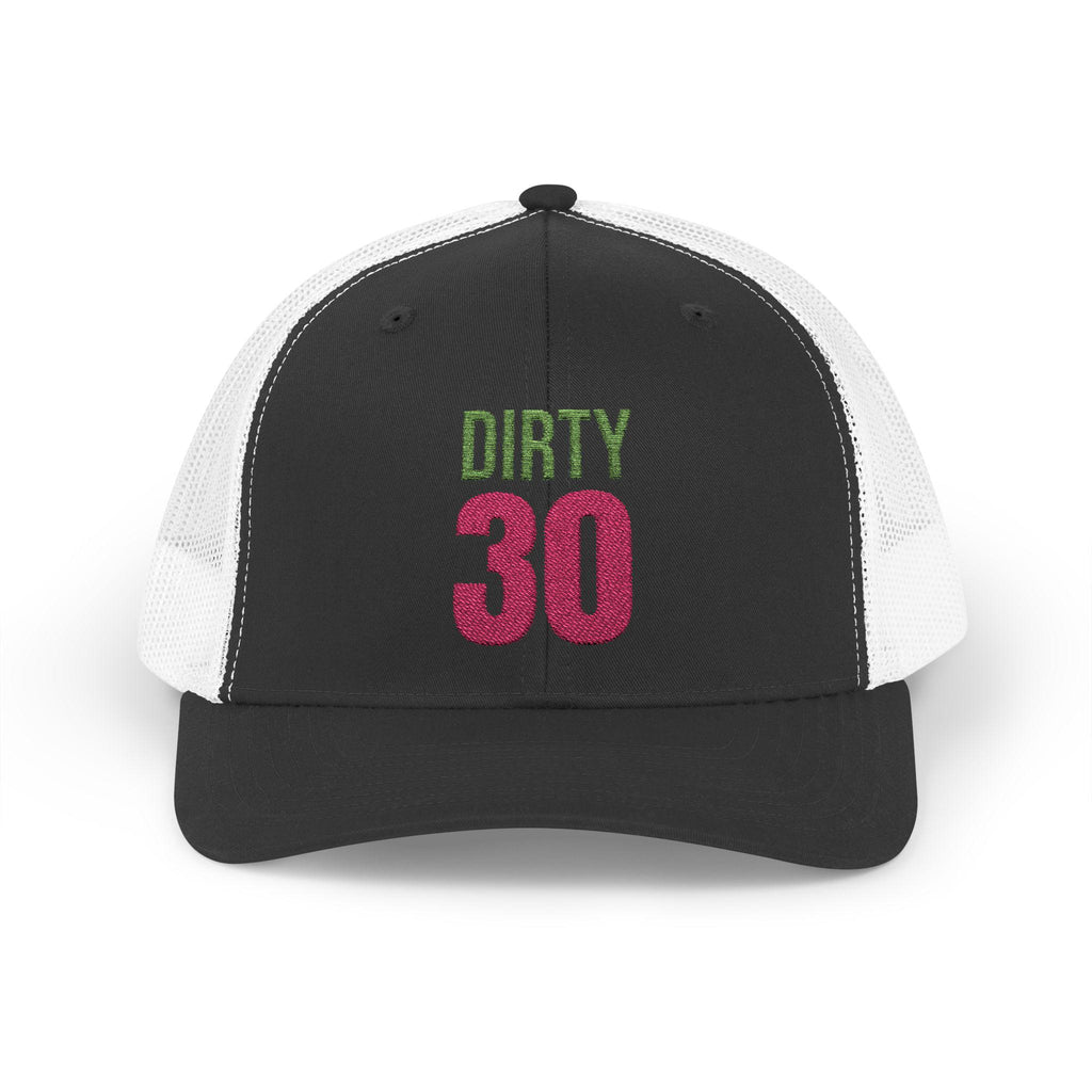 Dirty 30 Snapback Trucker Cap | 30th Birthday Glitter Text Hat