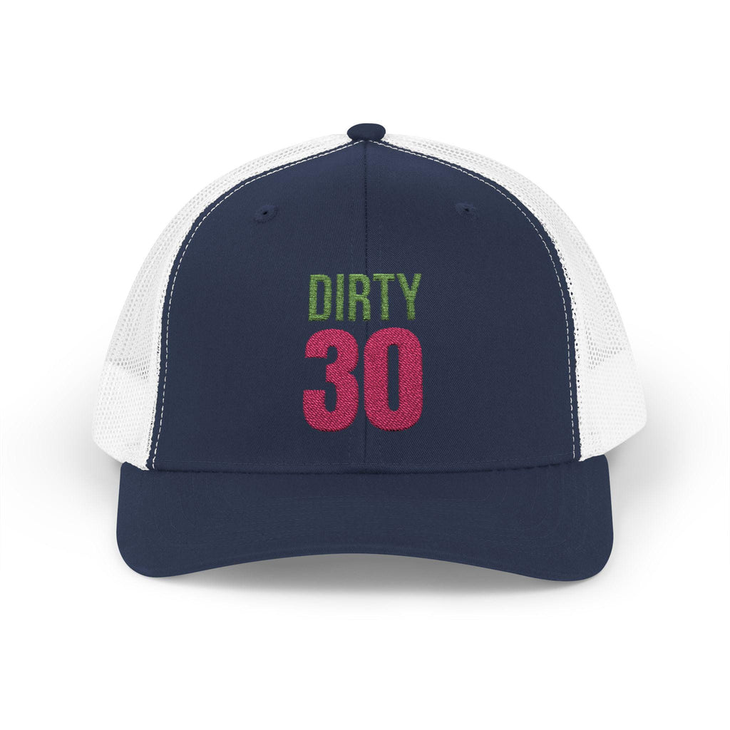 Dirty 30 Snapback Trucker Cap | 30th Birthday Glitter Text Hat