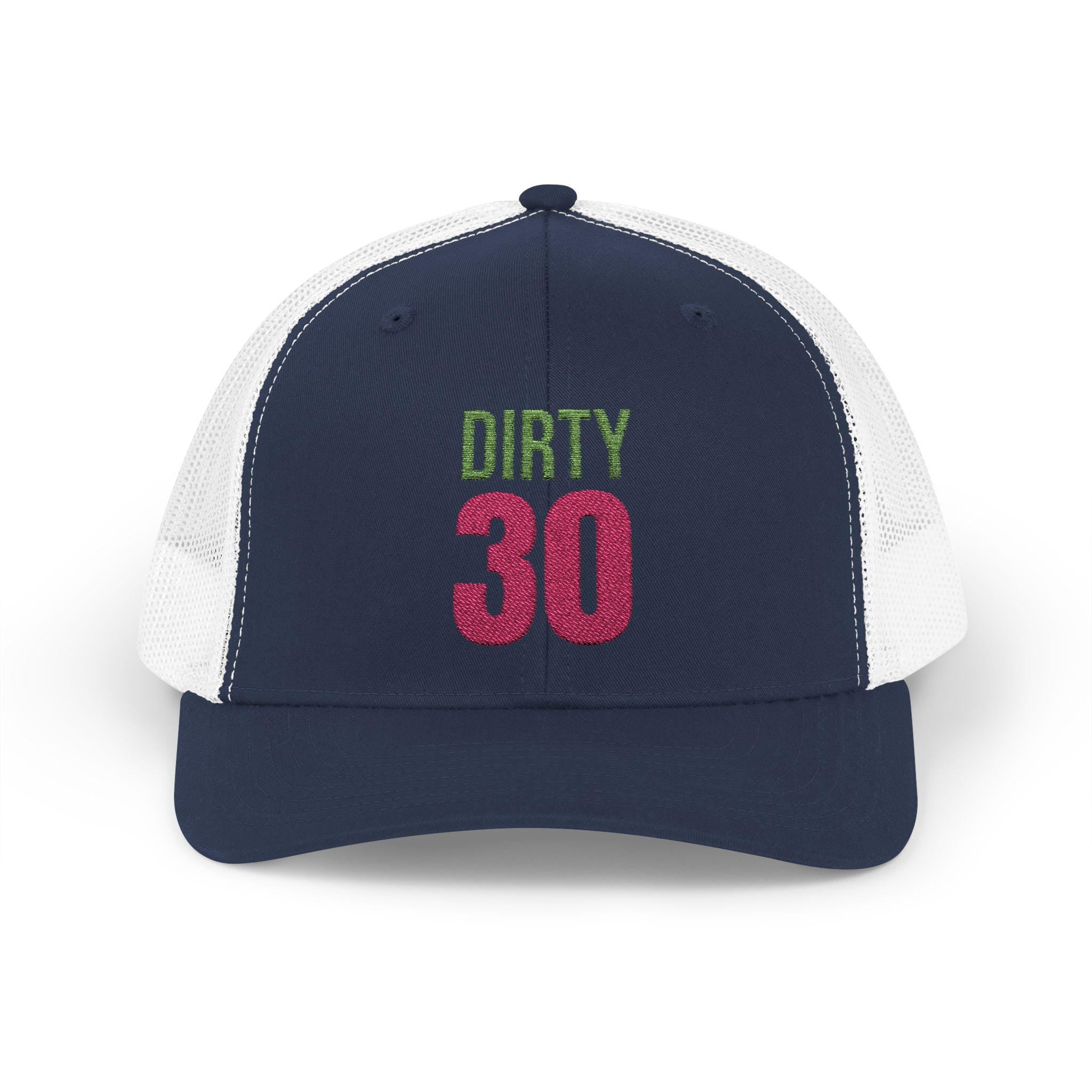 Dirty 30 Snapback Trucker Cap | 30th Birthday Glitter Text Hat