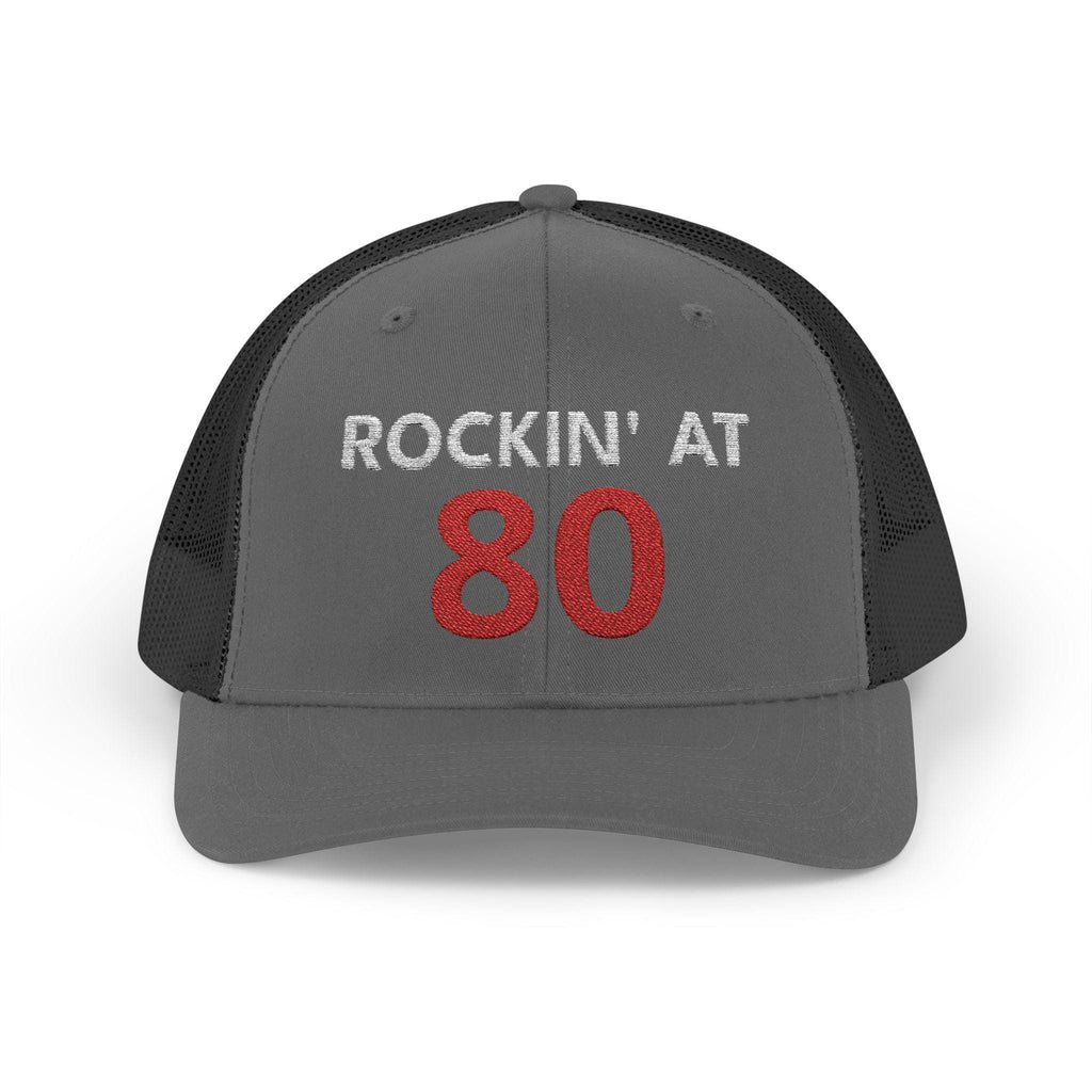 Rockin' at 80 Trucker Cap | 80th Birthday Hat, Glitter Red Number