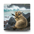 Seal Pup Photo Acrylic Wall Clock | Ocean Beach Wildlife Decor