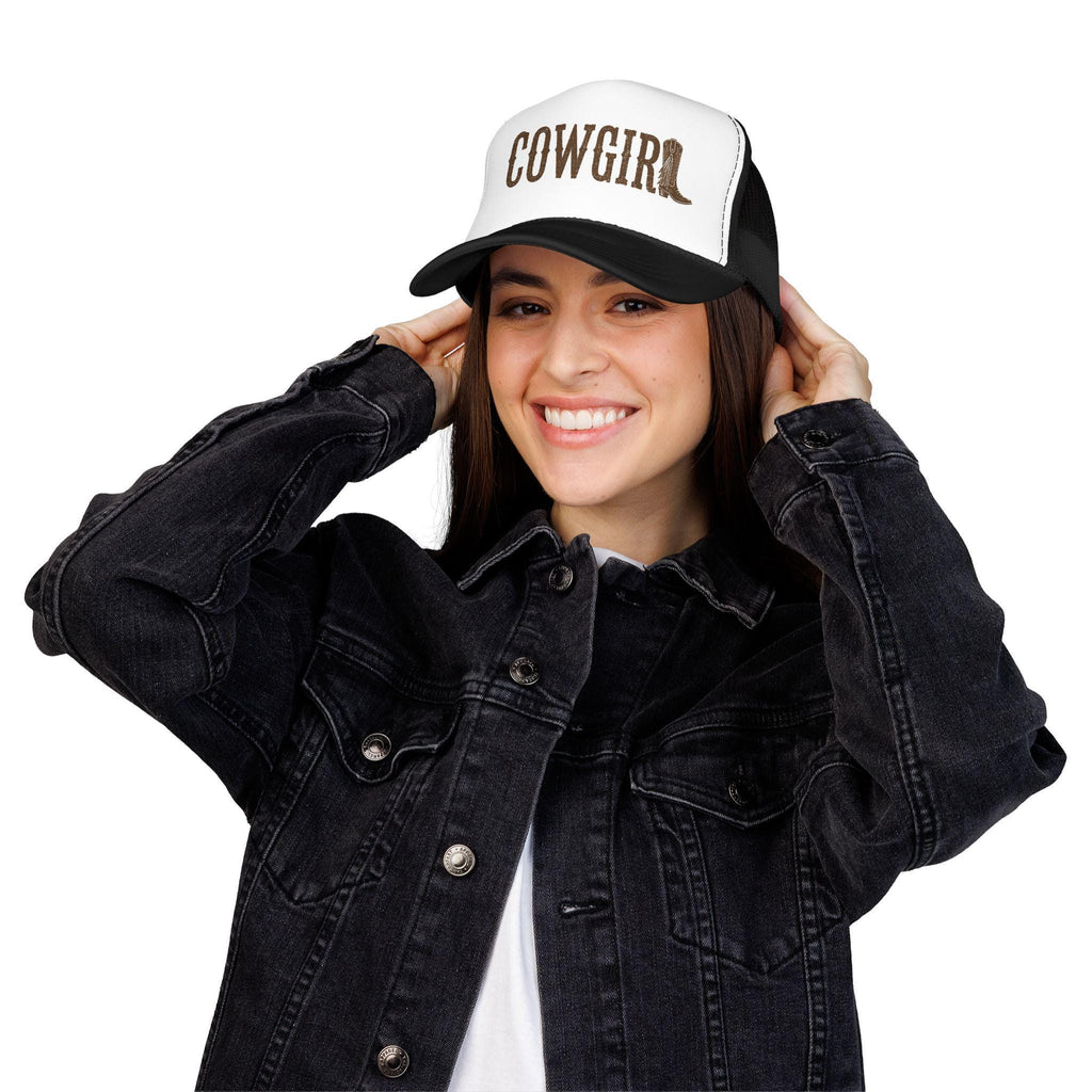 Cowgirl boot lettering Foam Trucker Hat | Western cowgirl cap