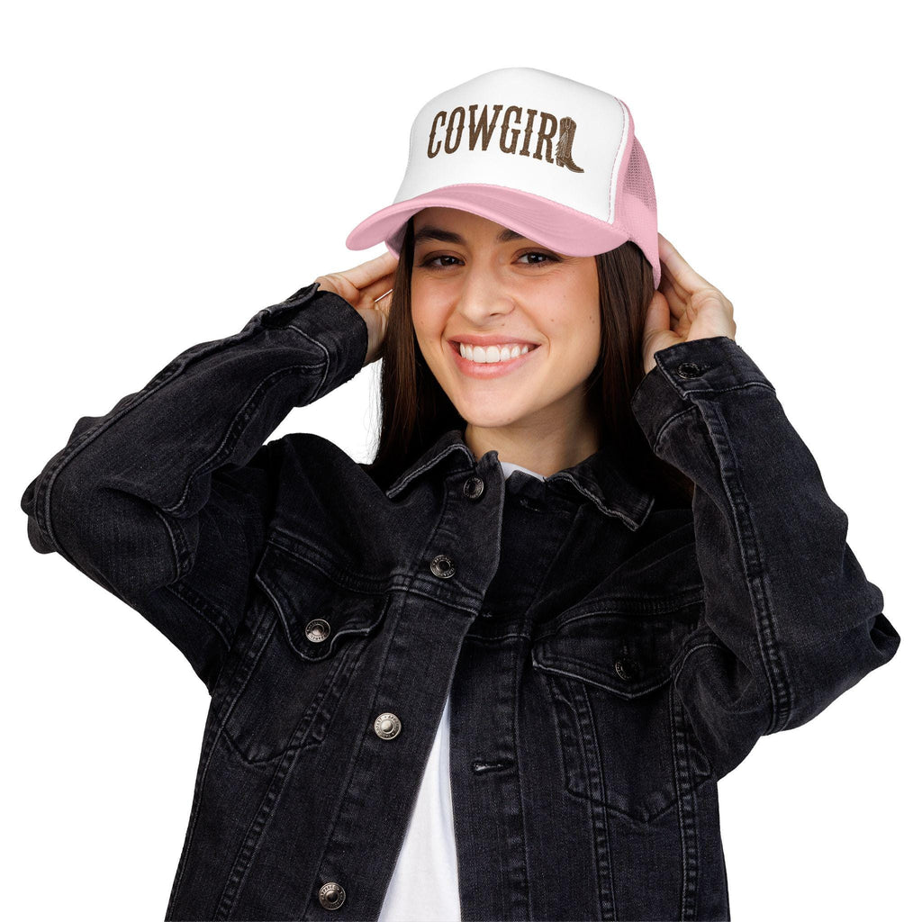 Cowgirl boot lettering Foam Trucker Hat | Western cowgirl cap