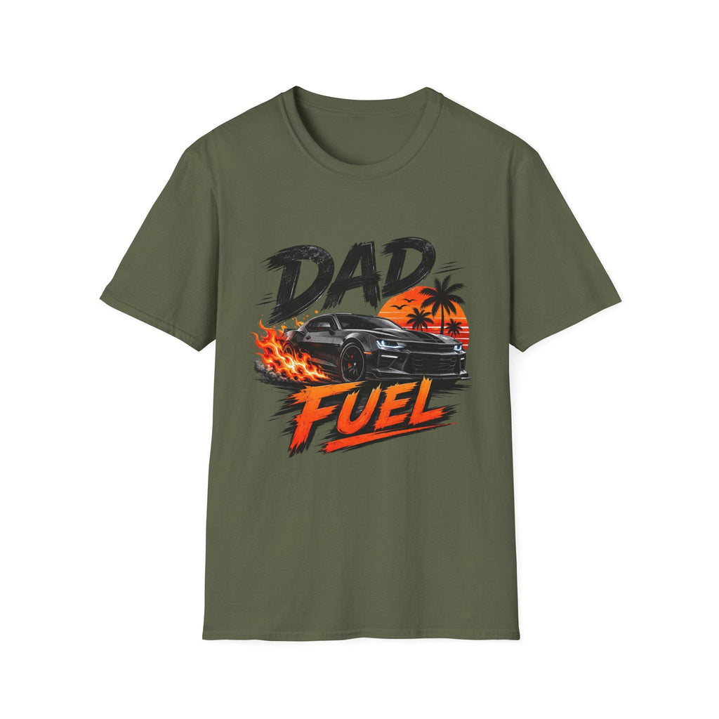 Dad Fuel T-Shirt | Muscle Car Flaming Sunset Dad Shirt