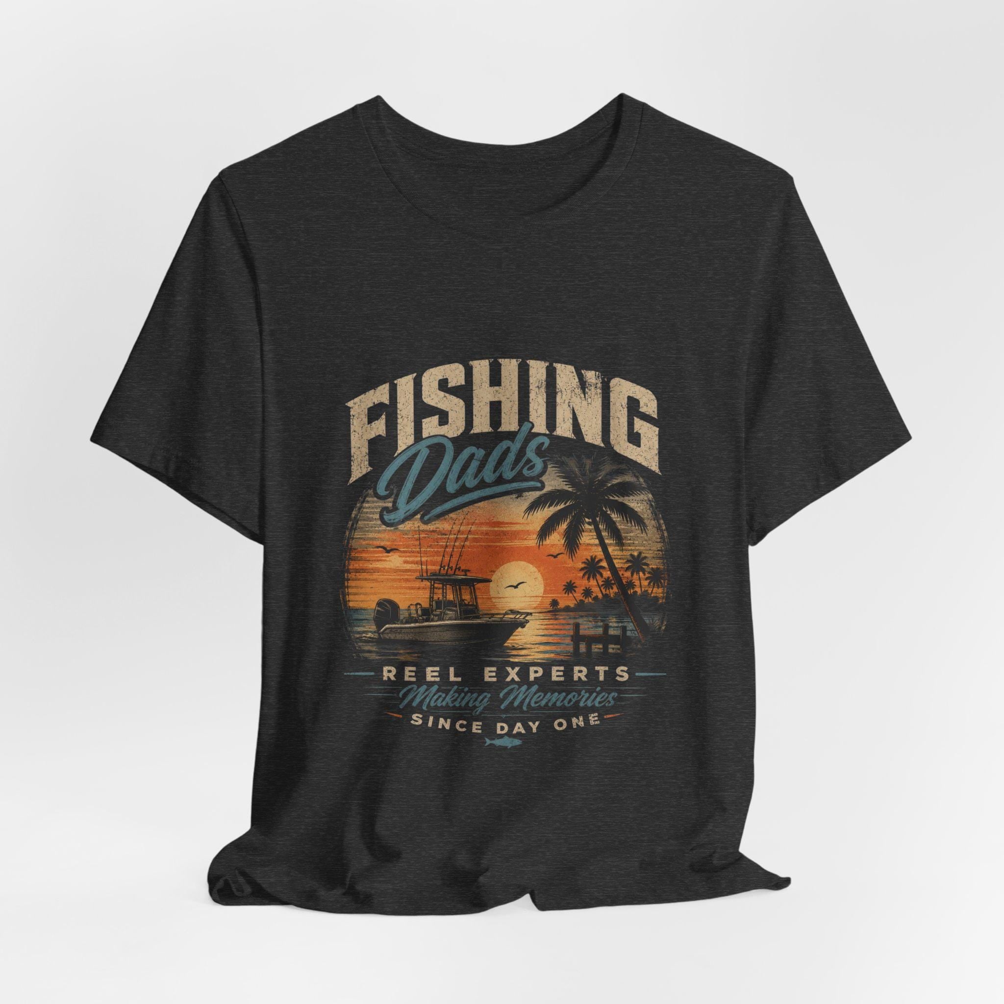 Fishing Dads Sunset Graphic Tee | Fishing Shirt, Palm Tree Beach Design