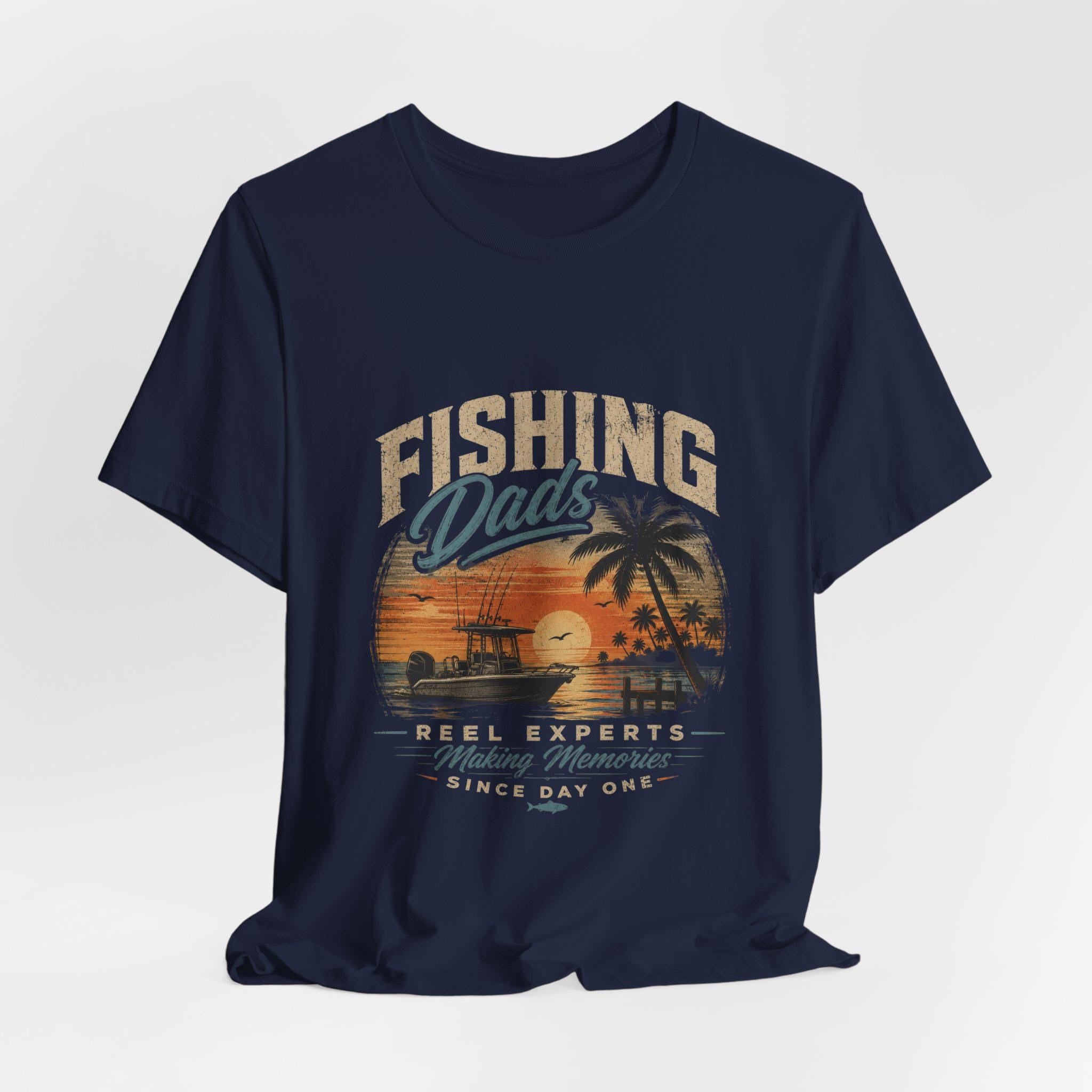 Fishing Dads Sunset Graphic Tee | Fishing Shirt, Palm Tree Beach Design