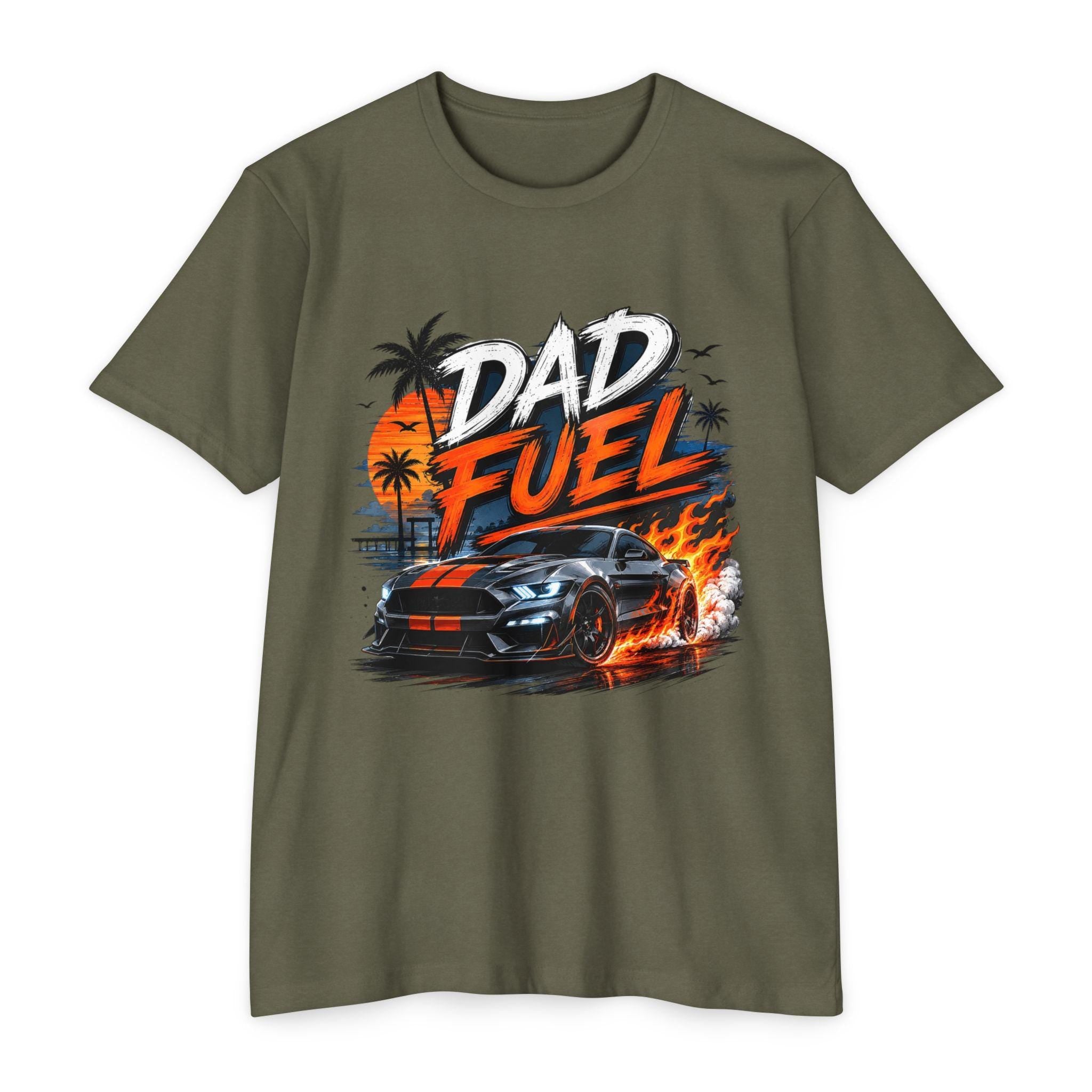 Dad Fuel Car Graphic T-Shirt | Muscle Car Flames, Palm Beach Racing