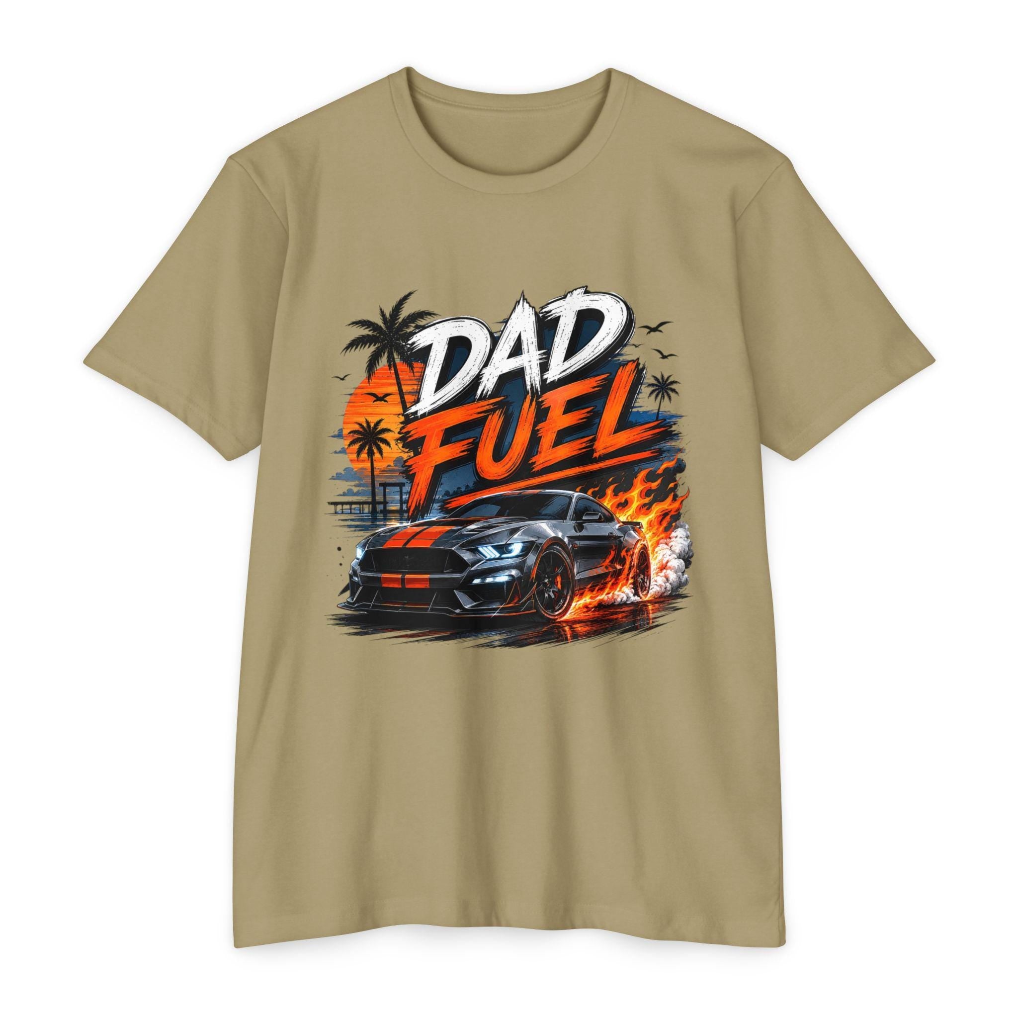 Dad Fuel Car Graphic T-Shirt | Muscle Car Flames, Palm Beach Racing
