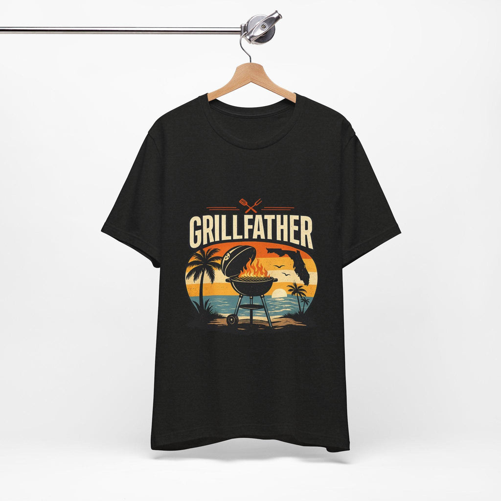 Grillfather BBQ Sunset Grill T-Shirt | Tropical Palm Beach Barbecue Tee