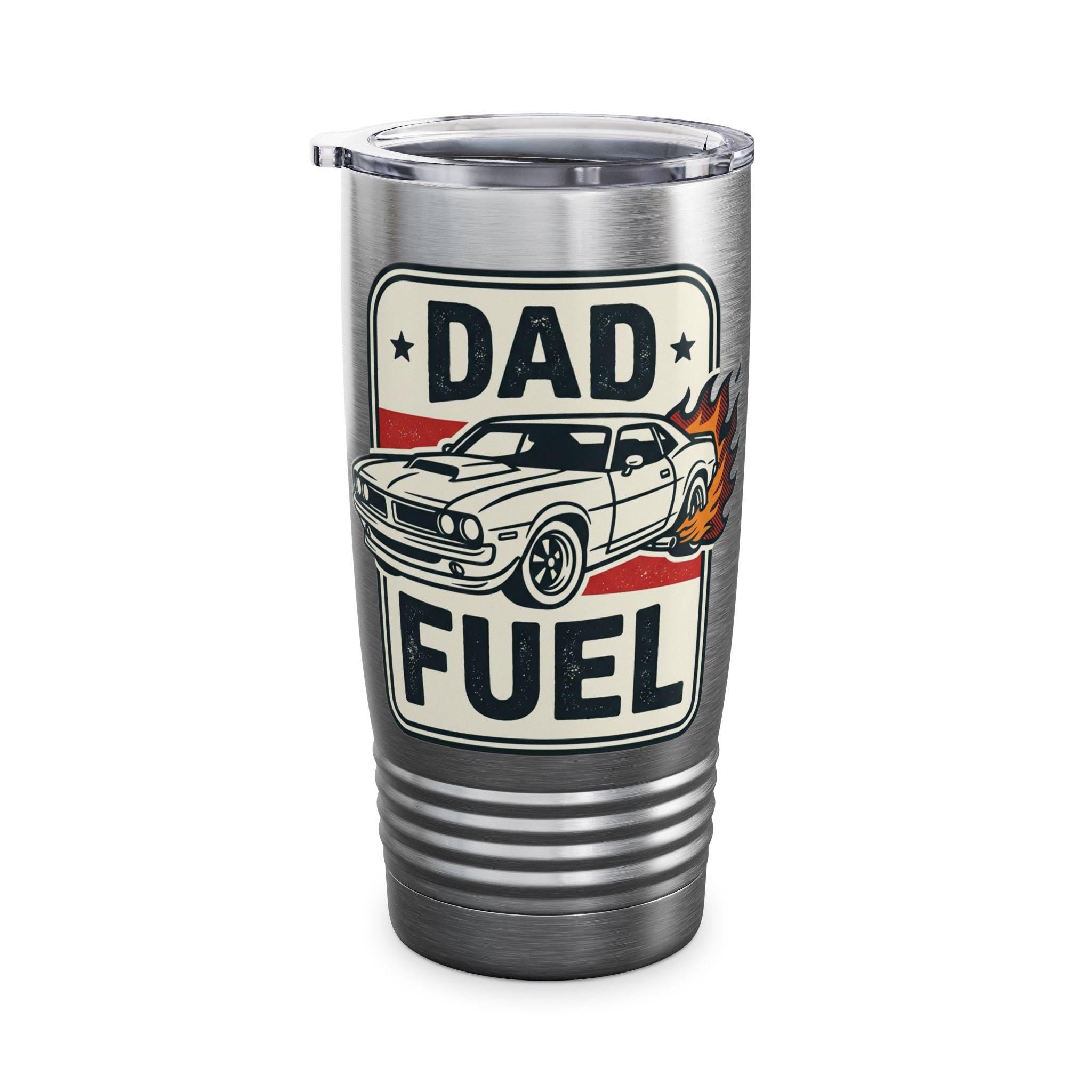 Dad Fuel Muscle Car Tumbler, 20oz Stainless Steel Travel Cup | Retro Car Graphic
