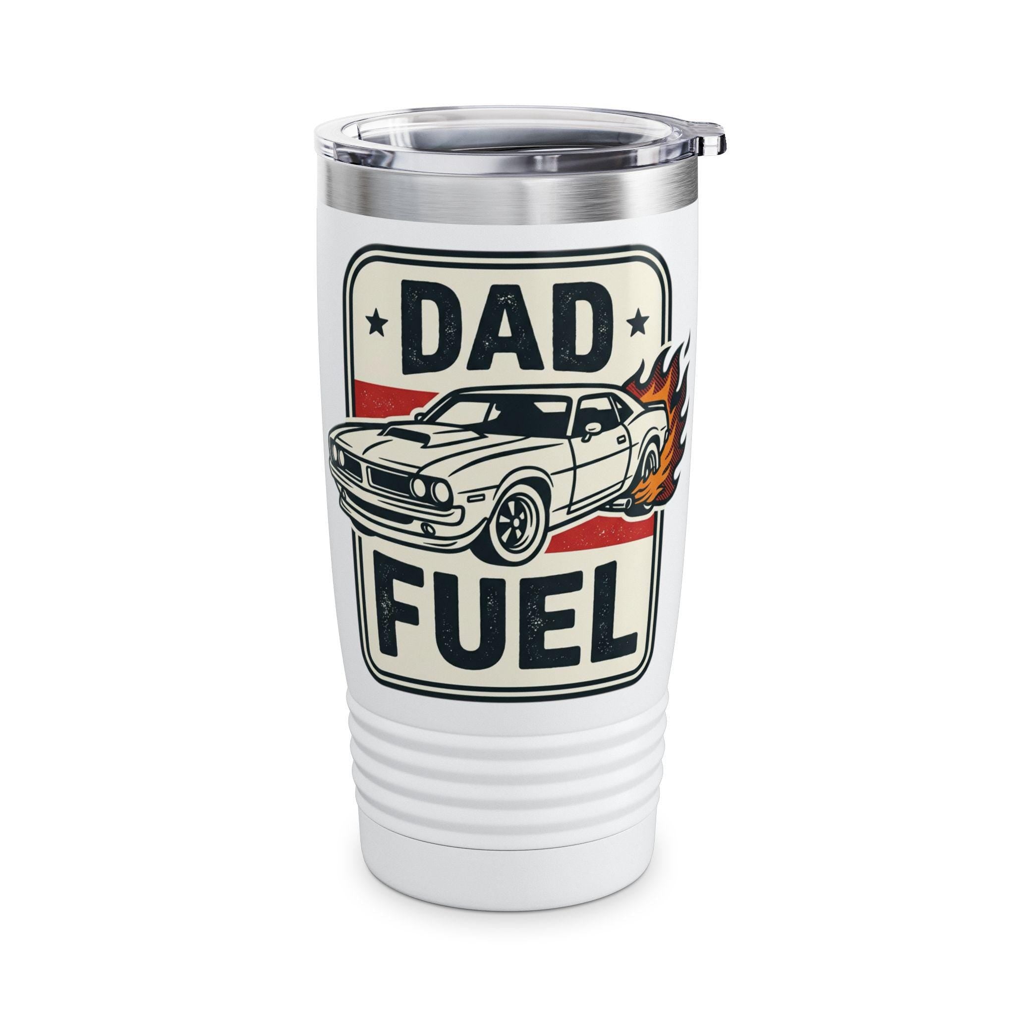 Dad Fuel Muscle Car Tumbler, 20oz Stainless Steel Travel Cup | Retro Car Graphic