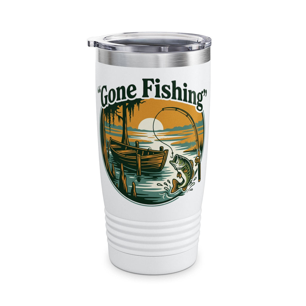 Gone Fishing Ringneck Tumbler, 20oz | Fishing Lake Scene Insulated Travel Cup