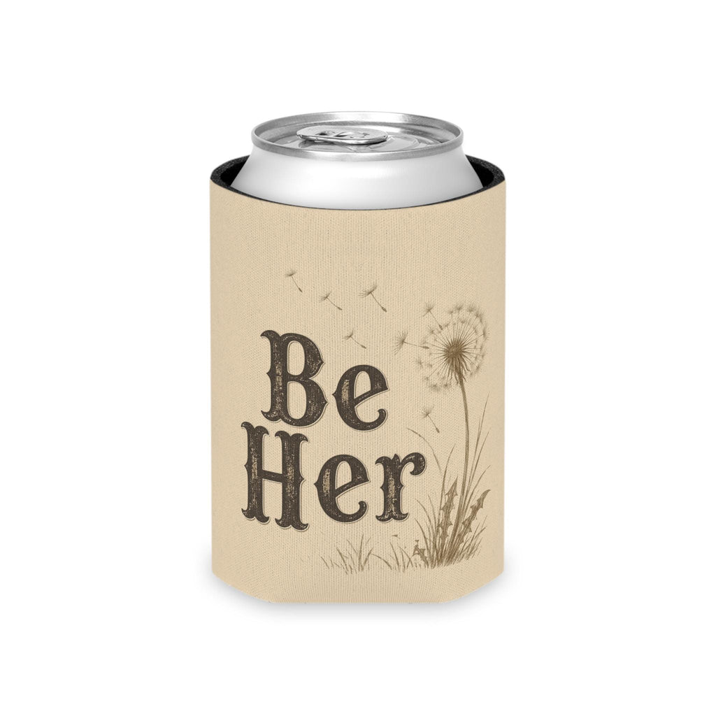 Be Her Can Cooler | Dandelion Illustration, Beige Foam Koozie