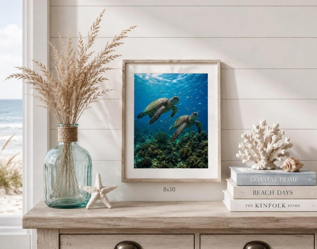 Sea Turtle Wall Art, Coastal Ocean Decor, Tropical Marine Artwork (Digital Download)