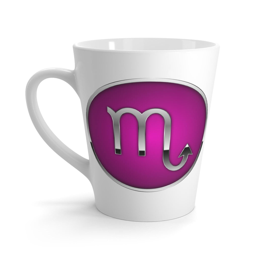 Scorpio Zodiac Symbol Latte Mug | Purple Astrology Coffee Cup