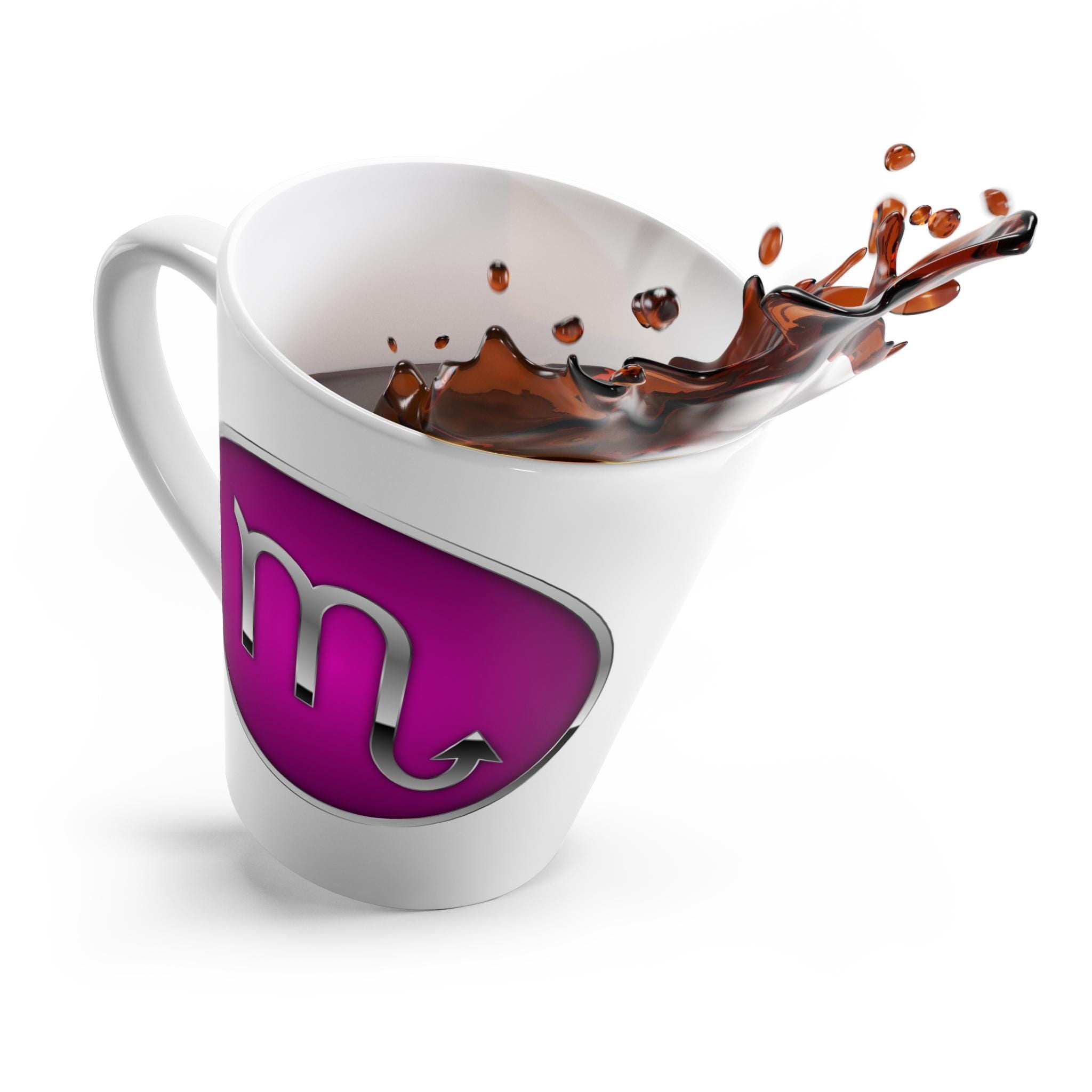 Scorpio Zodiac Symbol Latte Mug | Purple Astrology Coffee Cup