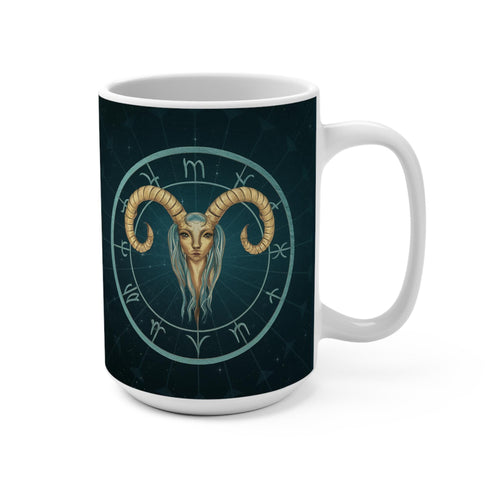 Aries Ram Zodiac Illustration Mug | Astrology Horoscope Ceramic Coffee Cup