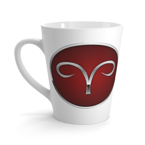 Aries Zodiac Symbol Latte Mug | Red Horoscope Coffee Cup