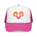 Gradient Ram Skull Foam Trucker Hat | Sunset Skull Goat Head