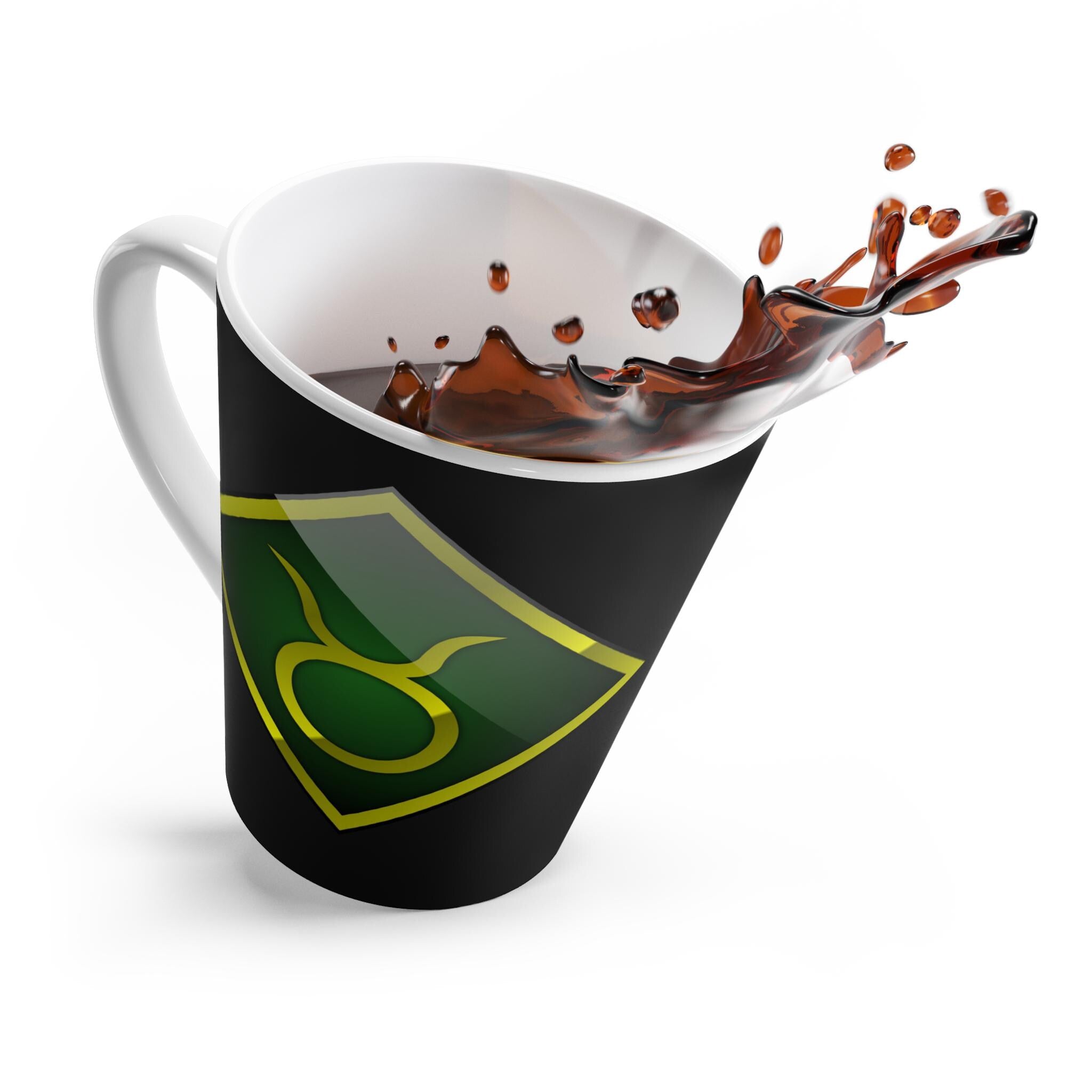 Taurus Zodiac Symbol Latte Mug | Green Gold Astrological Coffee Cup
